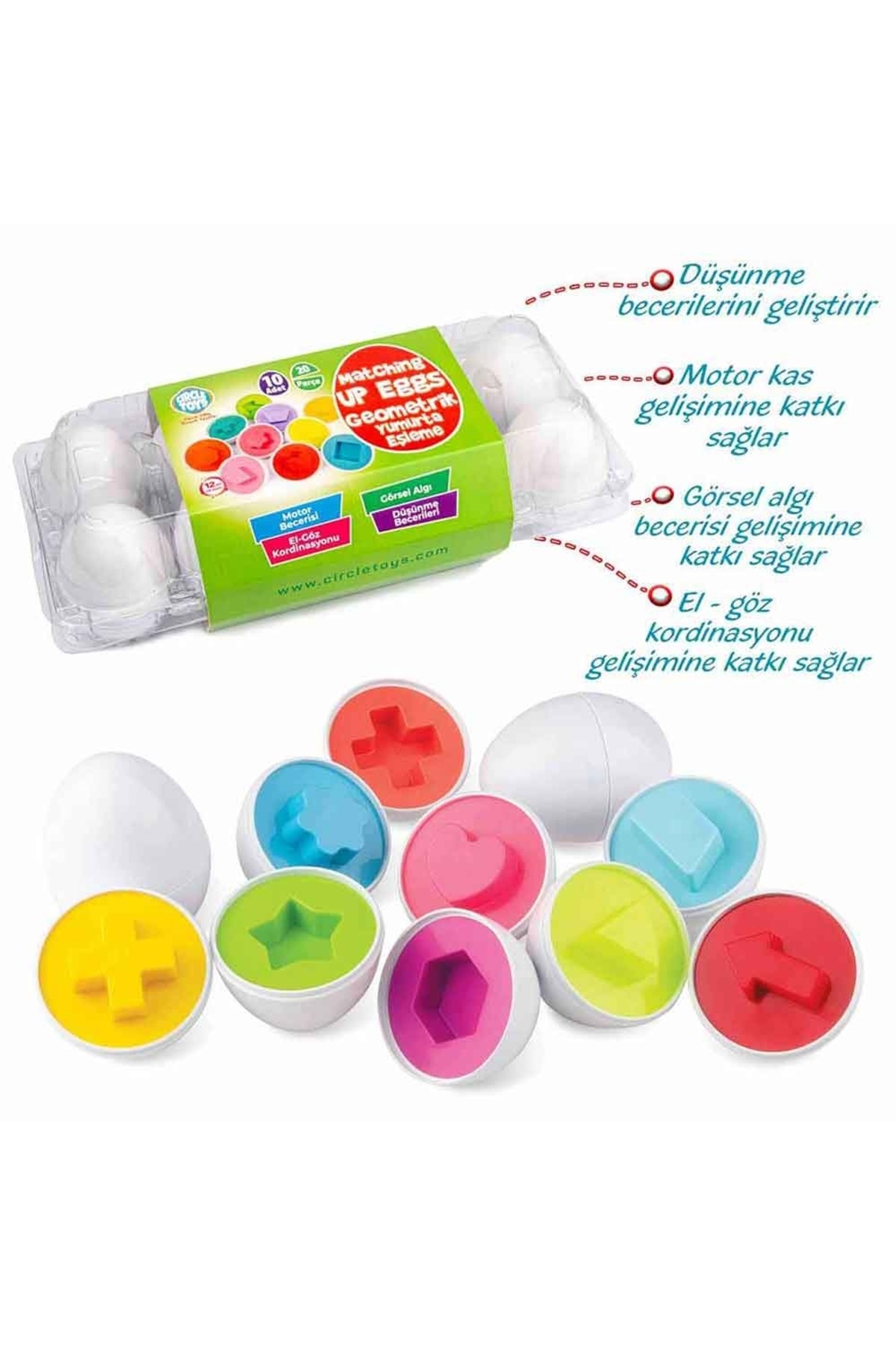 Circle Toys 10’lu Geometrik Yumurta - Standart fotoğrafı 3 (önizleme)