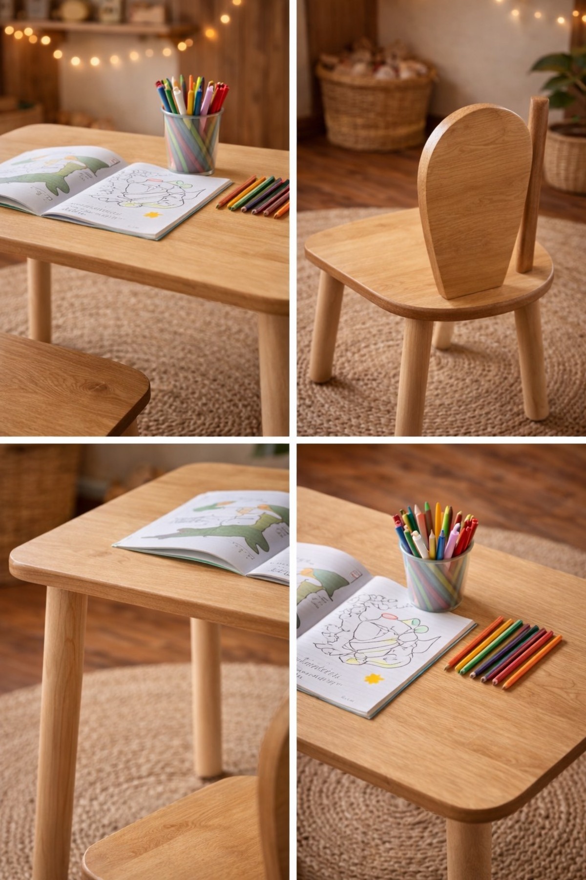 ADENBABYBUCKLES Montessori Ahşap Çocuk Aktivite Masası Oyuncak Bebek Hediyelik fotoğrafı 4 (önizleme)