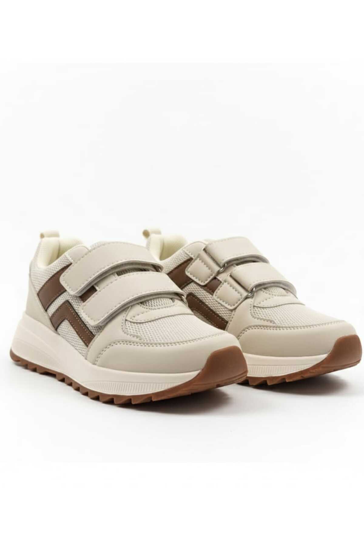 McDark  Kadın Bej Sararmaz Taban Cırtlı Spor Ayakkabı - Görsel 2
