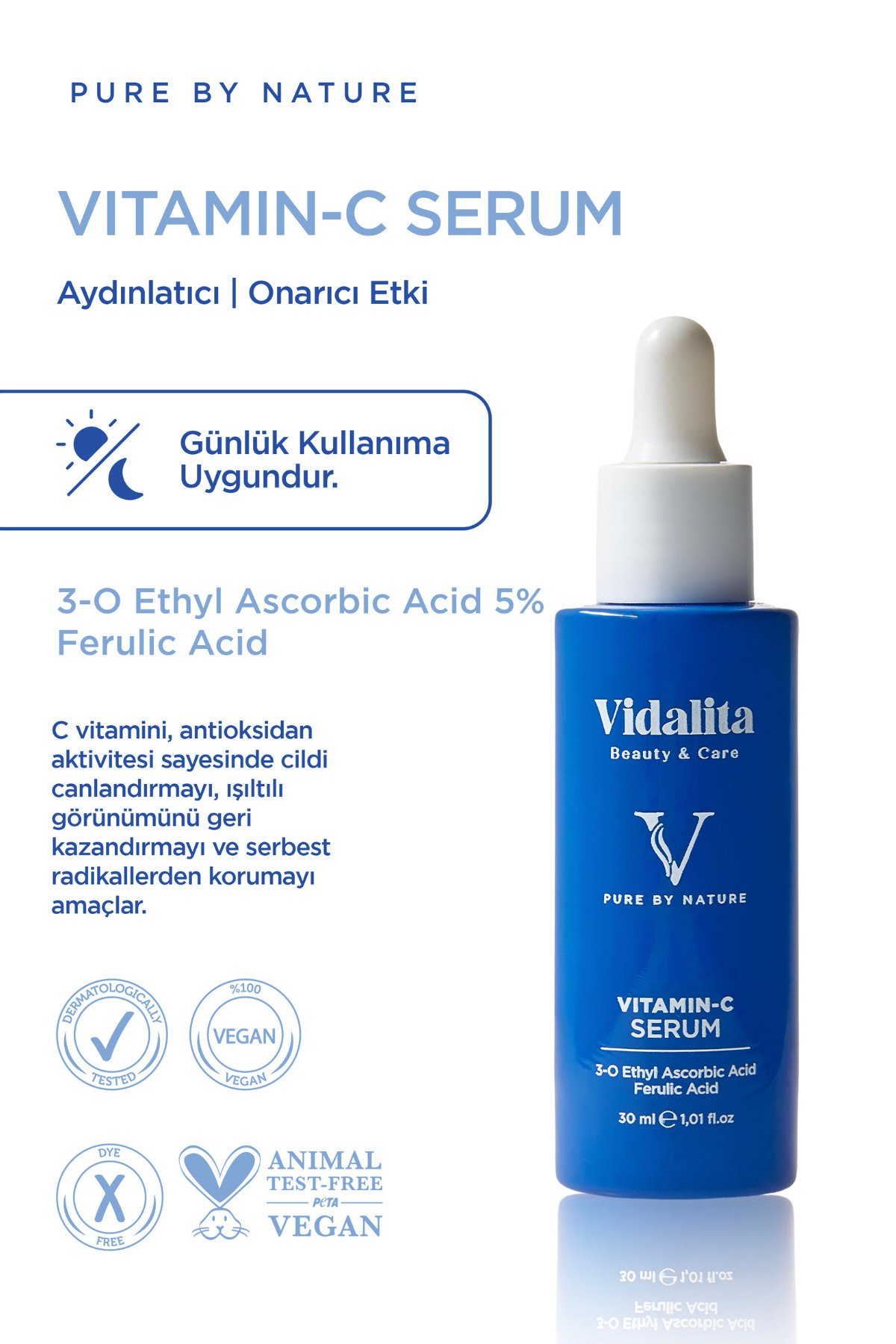 C Vitamini & Ferulik Asit Serum 30 ml - Leke Karşıtı, Canlandırıcı Ve Aydınlatıcı Cilt Bakım Serumu — VCS-30 — تصویر 3 از 6