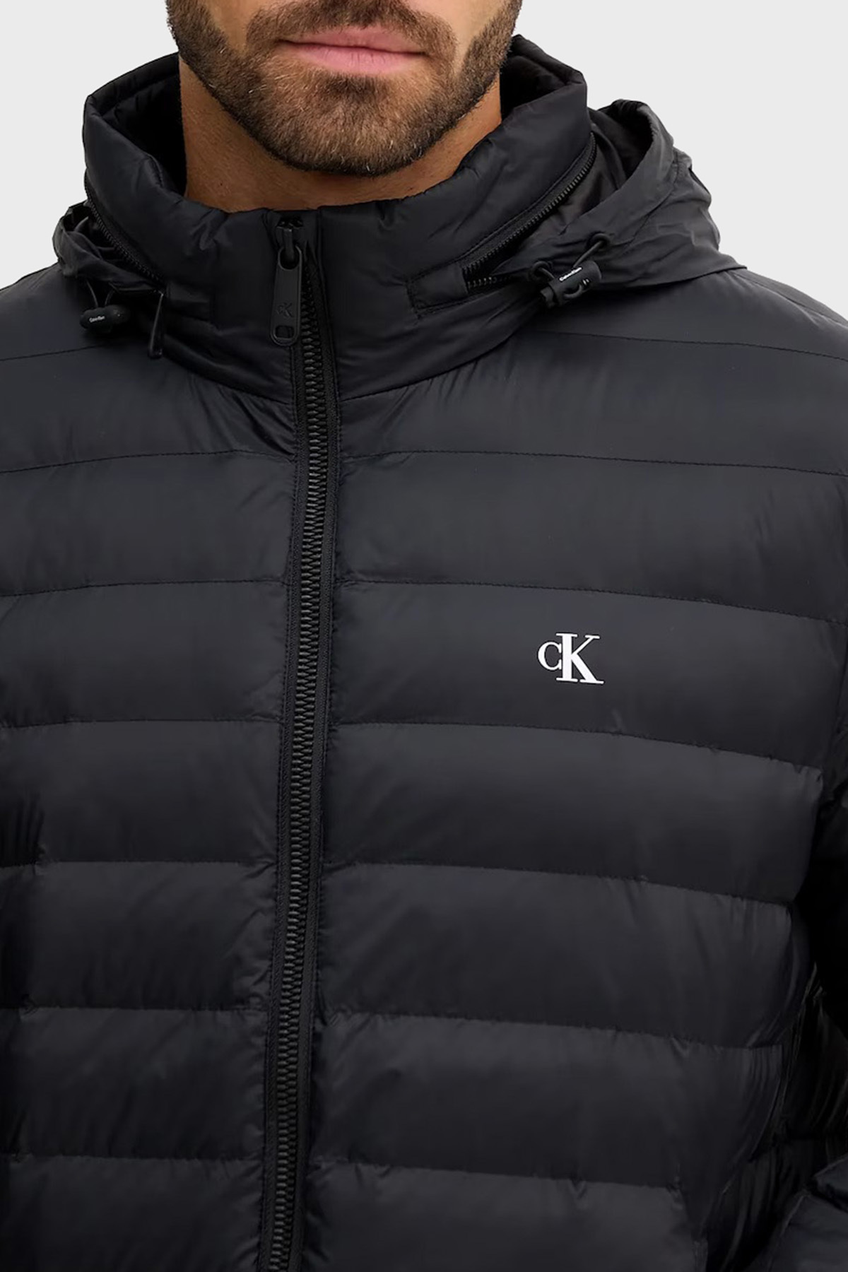 Calvin Klein  Erkek Marka Logolu Regular Fit Kalıplı Ayarlanabilir Kapüşonlu Siyah Ceket LV04RC511G U - Görsel 4