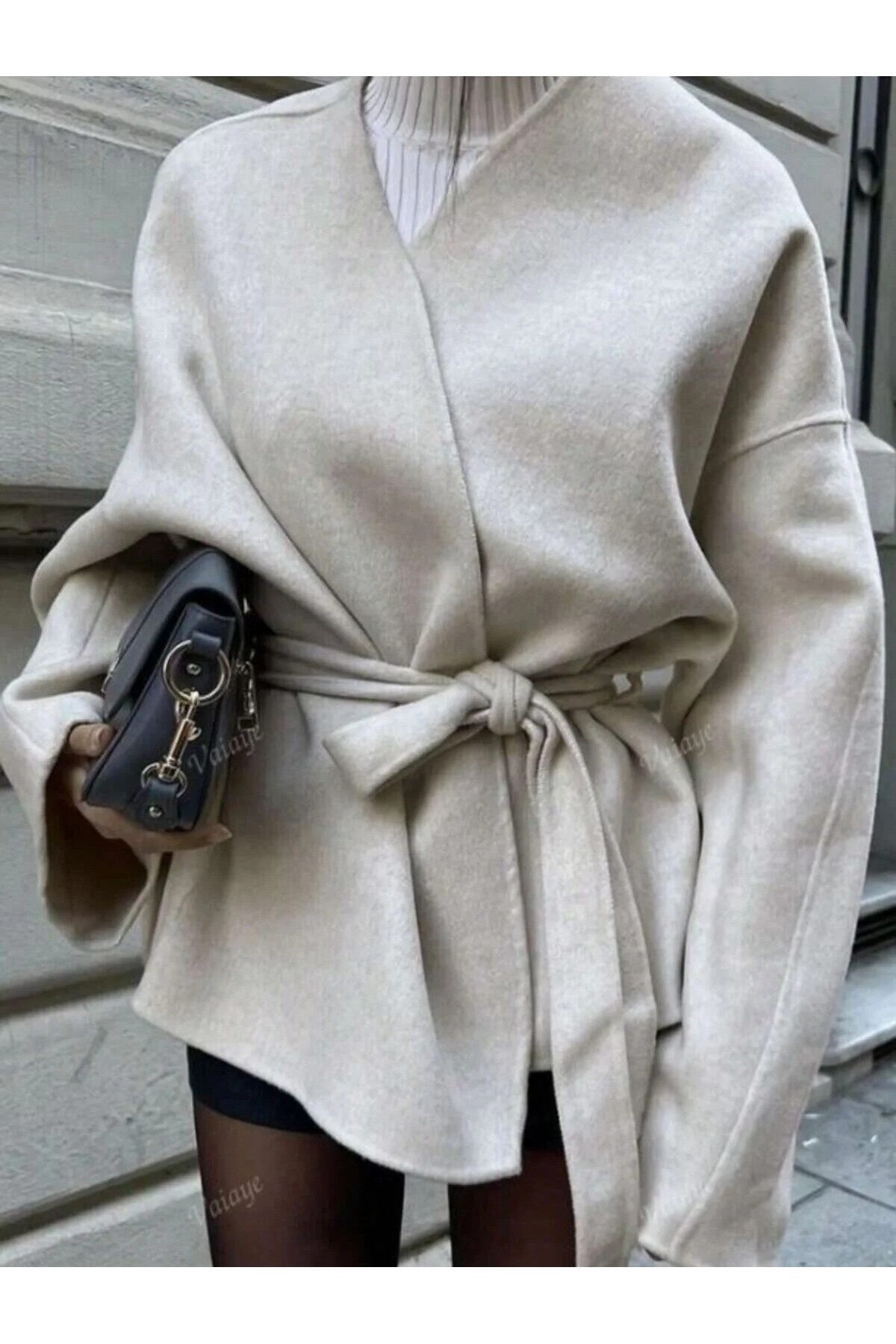 LACASE Баглама Детальний Зручний Крій Кашеміровий Кардиган/Жакет