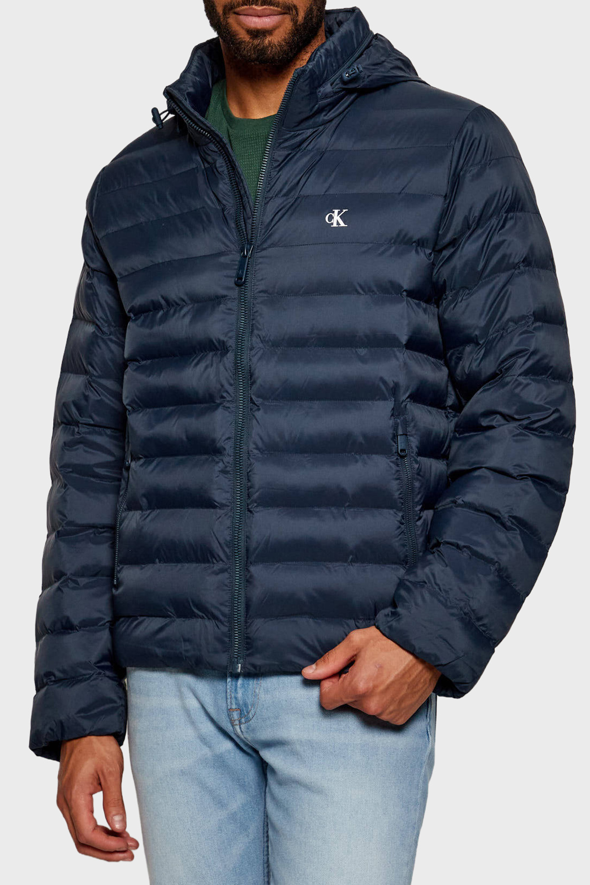 کلوین کلاین کاپشن مردانه جین سرمه‌ای LV04RC511GPPK LS NYLON LT WT کلاه‌دار