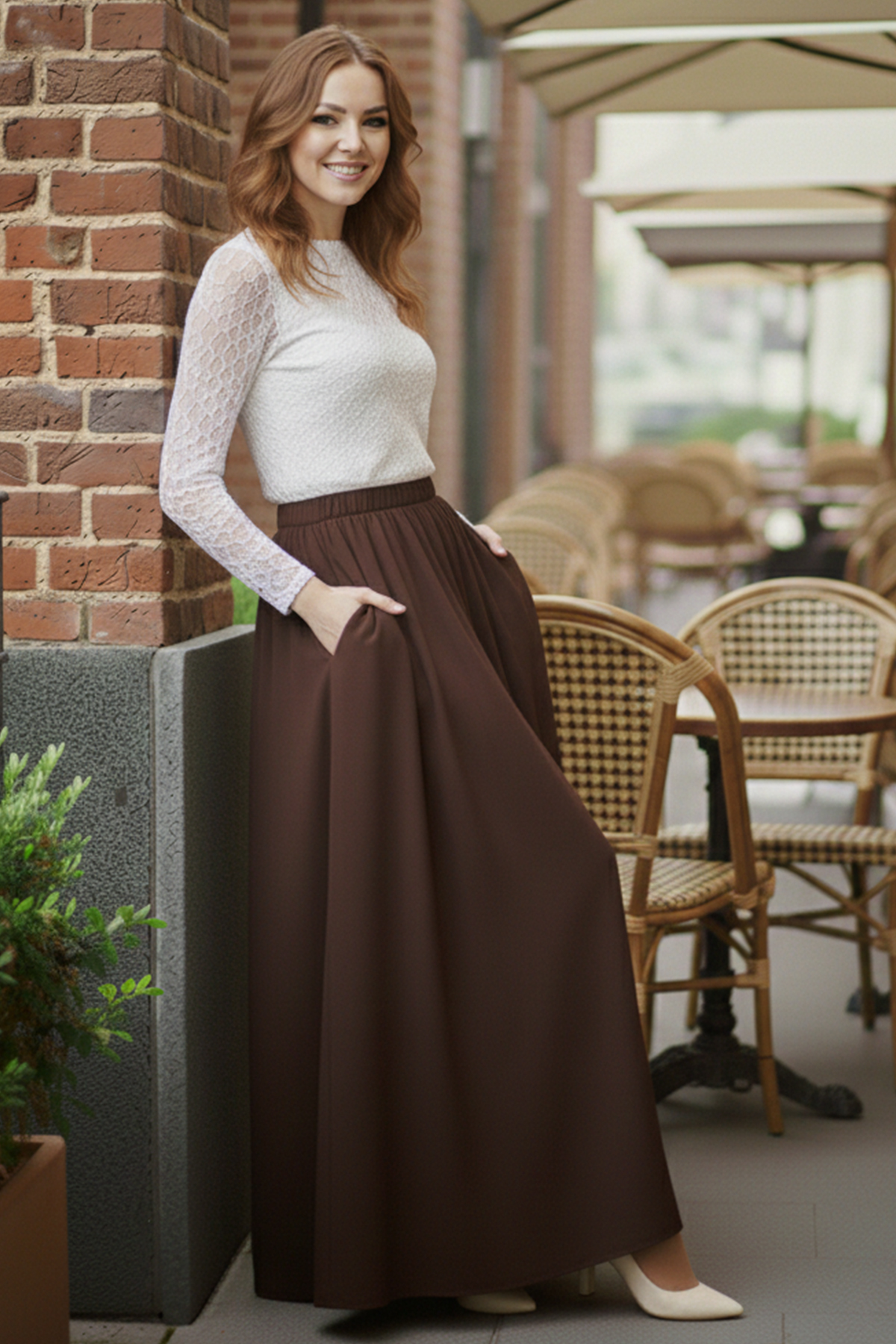 benguen  Beli Lastikli Double Etek M213 Kahverengi