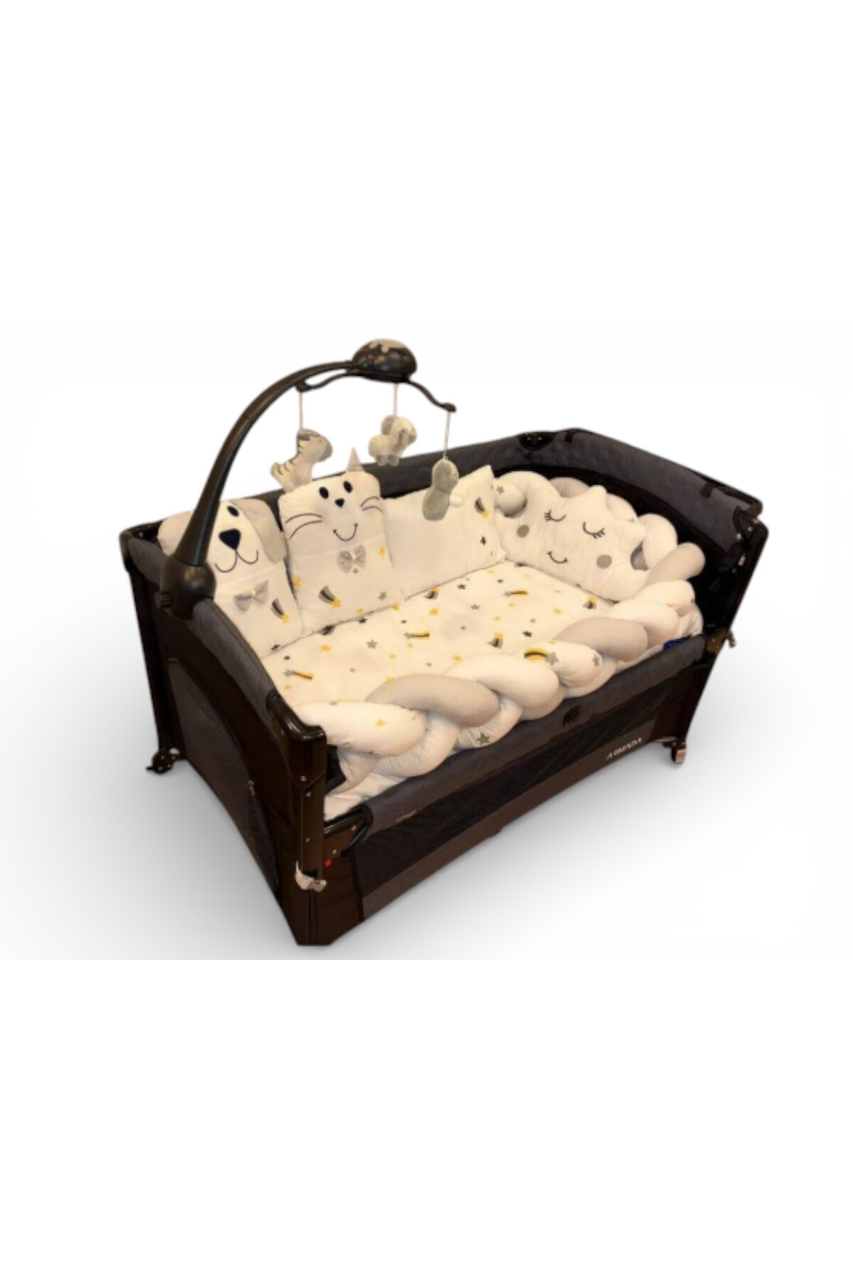 Cozibo Örgülü Park Beşik Uyku Seti Ahşap Örgülü Beşik Seti Tüm Beşiklere Uygun 70x110 70x120 70x130 60x120 fotoğrafı 3 (önizleme)