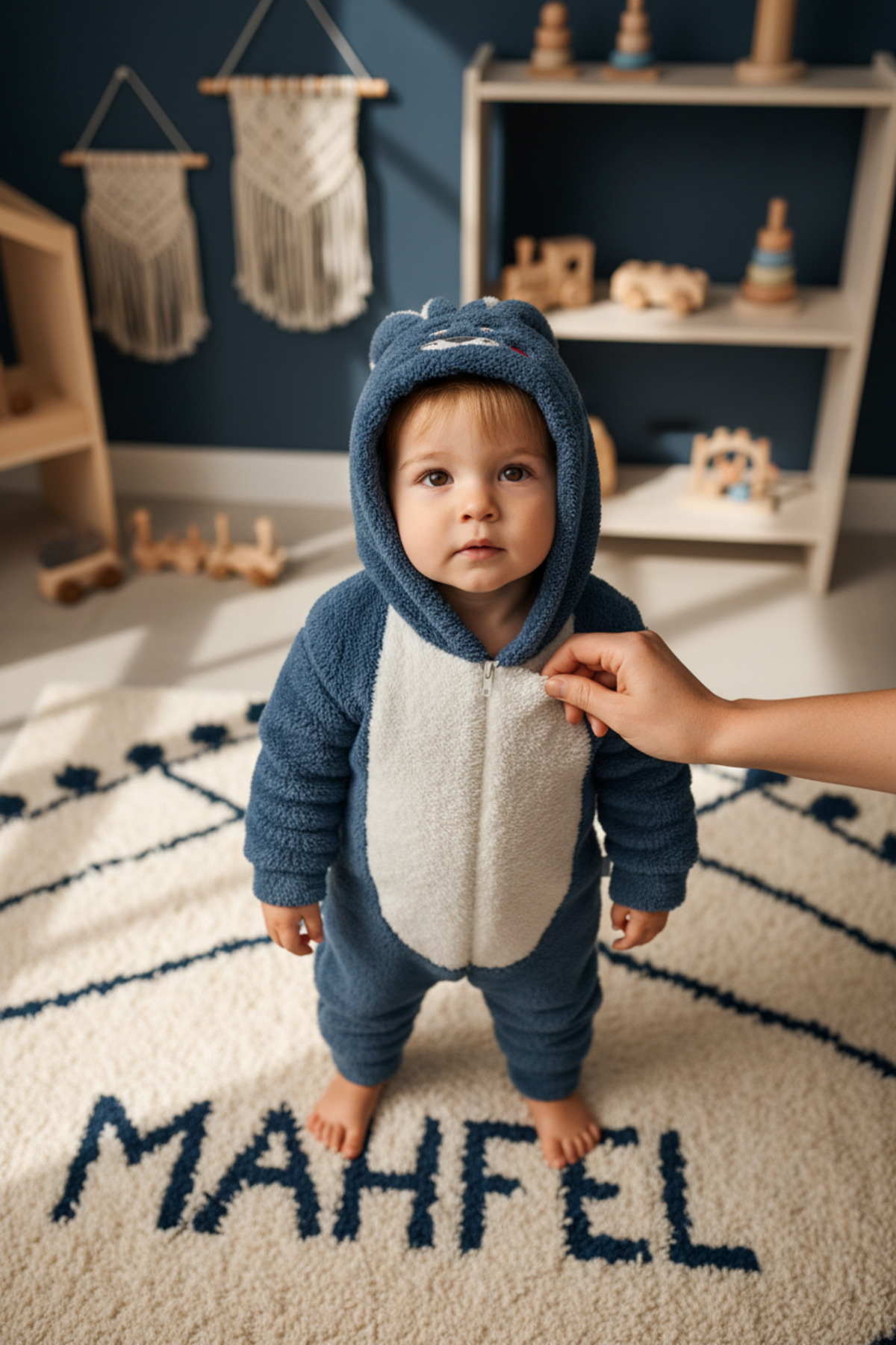 MAHFEL Welsoft Lacivert Desenli Kışlık Peluş Uyku Tulumu 1–6 Yaş fotoğrafı 3 (önizleme)