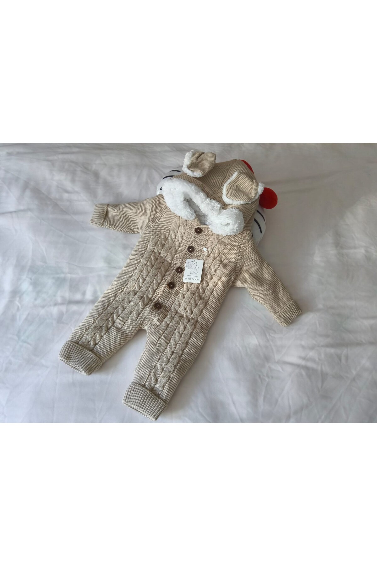 Enfal Welsoft 3 iplik Triko Patiksiz ve Kapişonlu Tavşan Kulaklı Kışlık Tulum fotoğrafı 4 (önizleme)