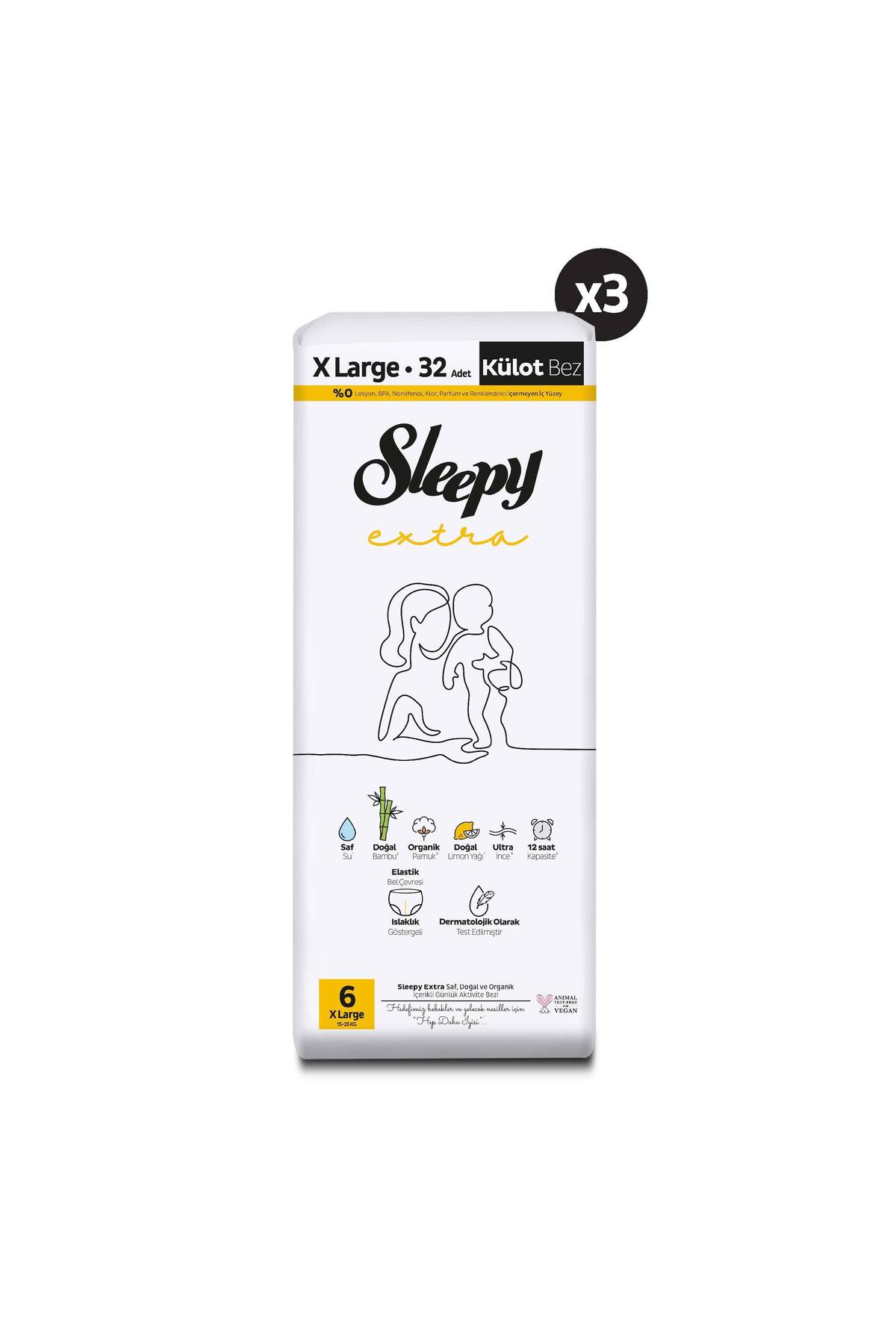 Sleepy Extra Günlük Aktivite Avantajlı Paket Külot Bez 6 Numara Xlarge 96 Adet fotoğrafı 2 (önizleme)