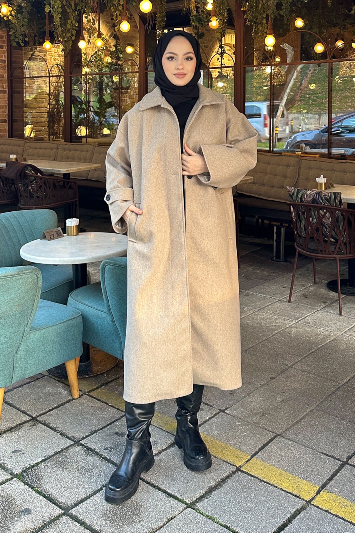 Ovn.  Lonavé Uzun Kaşe Kaban - Bej