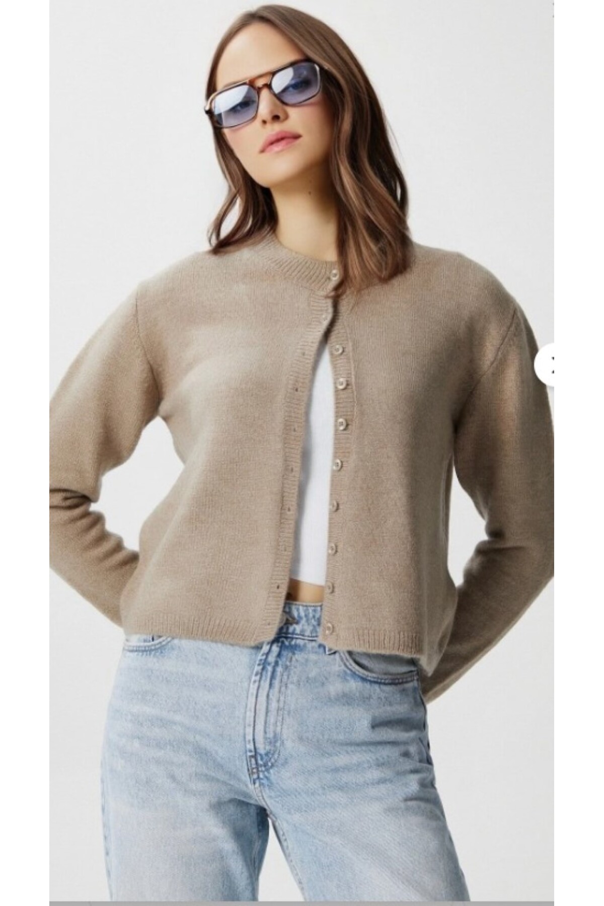 Ugdelia  Kadın Bisiklet Yaka Basic Triko Hırka