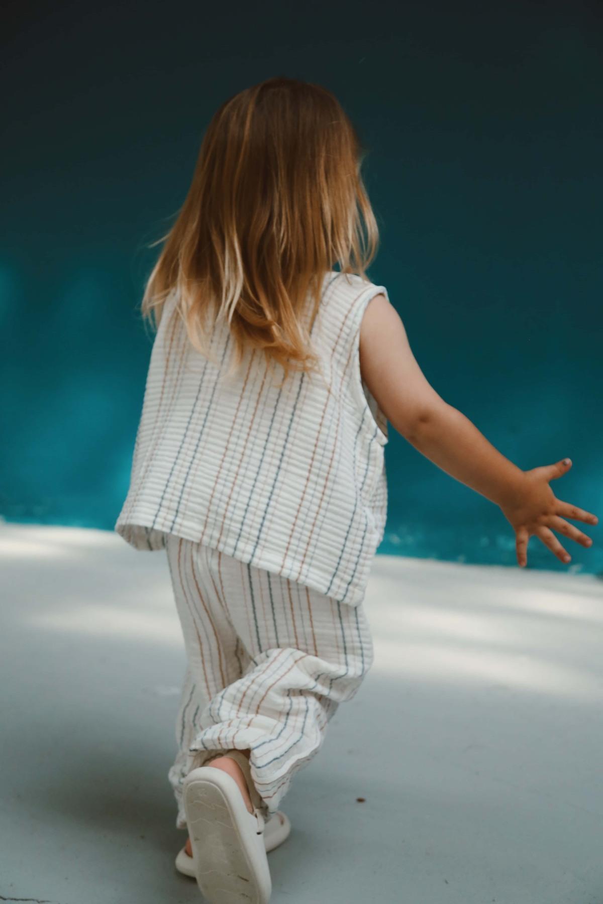 OhlalaKoala Kahverengi-İndigo Çizgili Atlet ve Pantolon Takım fotoğrafı 3 (önizleme)