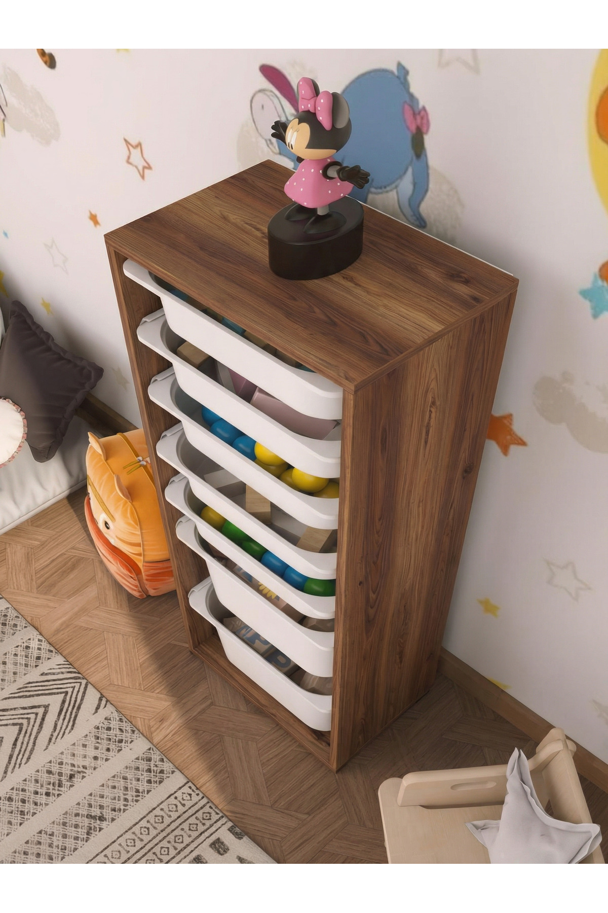 Pratico Zola 7 Sepetli Tropik Ceviz Dolap Renkli Oyuncak Dolabı fotoğrafı 3 (önizleme)