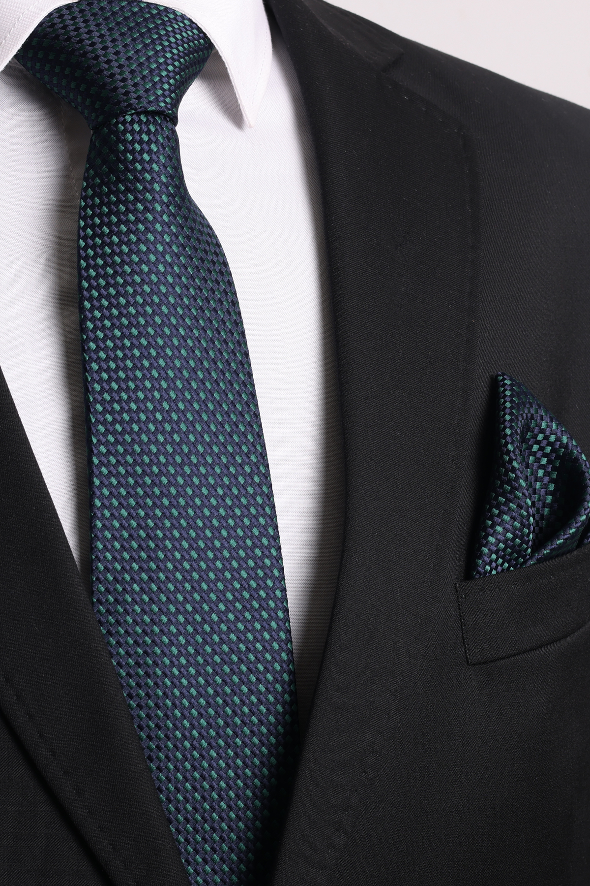  دستمال جیبی طرح‌دار سبز و سرمه‌ای ۸ سانتی‌متری دست‌ساز