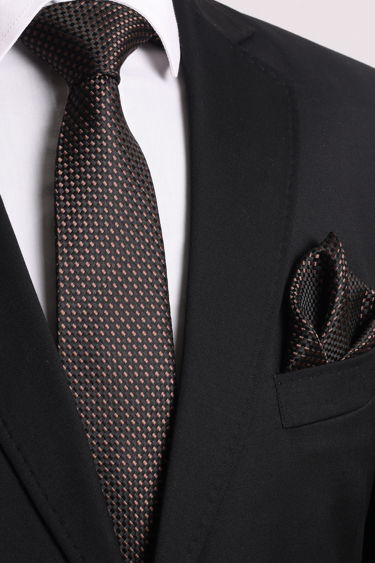  دستمال جیبی طرح‌دار مشکی قهوه‌ای دست‌ساز ۷.۵ سانتی‌متری