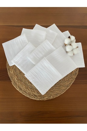 GLORY BABY 10'lu Müslin Bebek Ağız Mendili %100 Pamuk Beyaz Renk 25X25 Cm