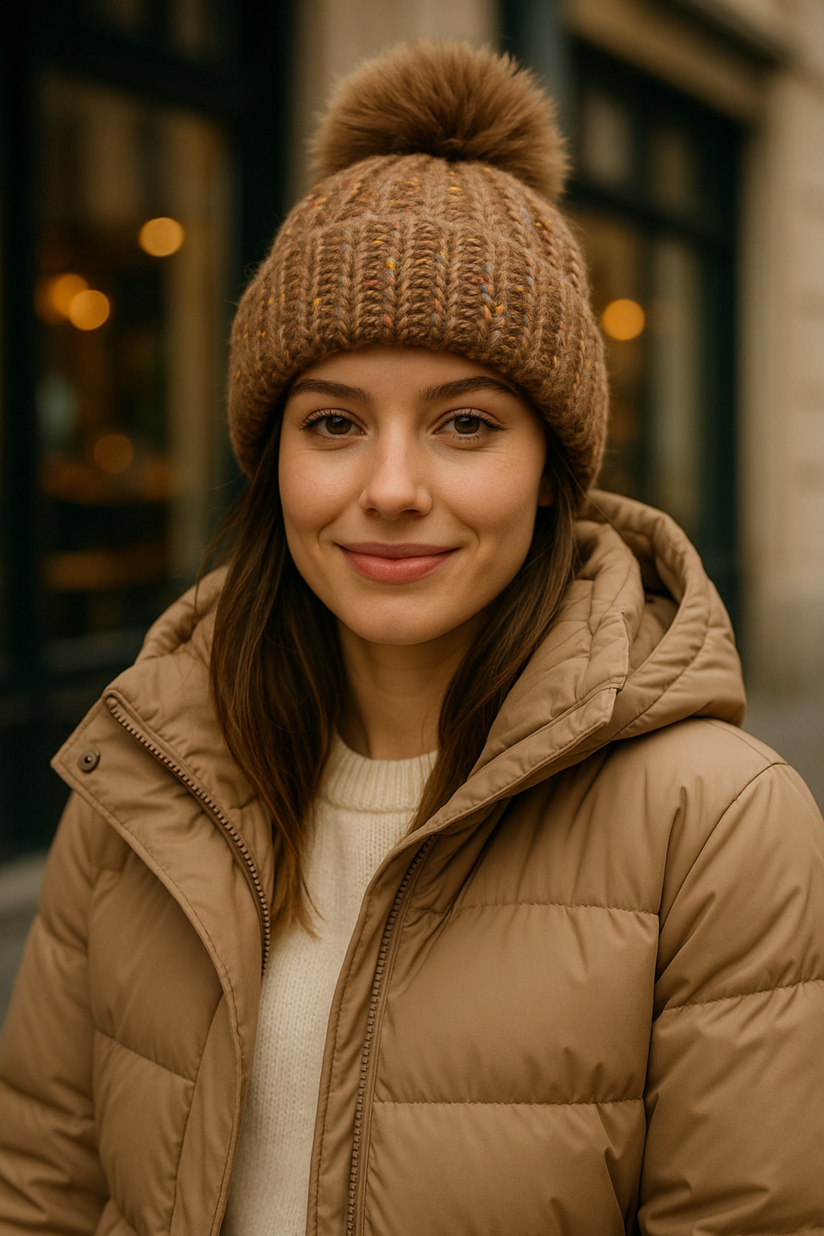 Women's Mink Pompom Wool Beanie BERE1142