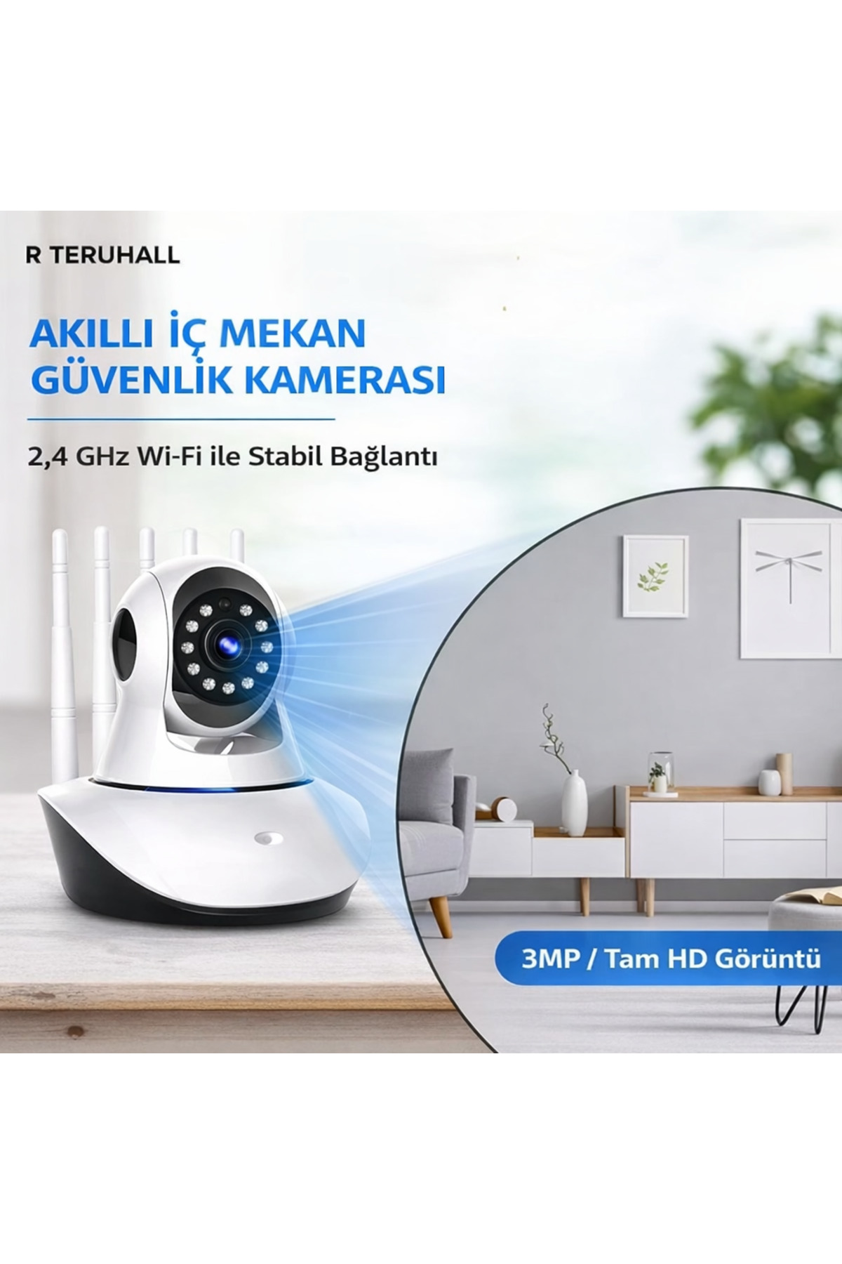 Genel Markalar Wifi Kablosuz 3 Antenli Ip Bebek Ses Dinleme Ve Hırsız Alarm Güvenlik Kamerası fotoğrafı 2 (önizleme)