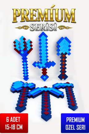 YAGLİZ Premium Özel Seri Minecraft 6’lı Set – Kılıç, Mızrak, Kazma, Balta, Kü...