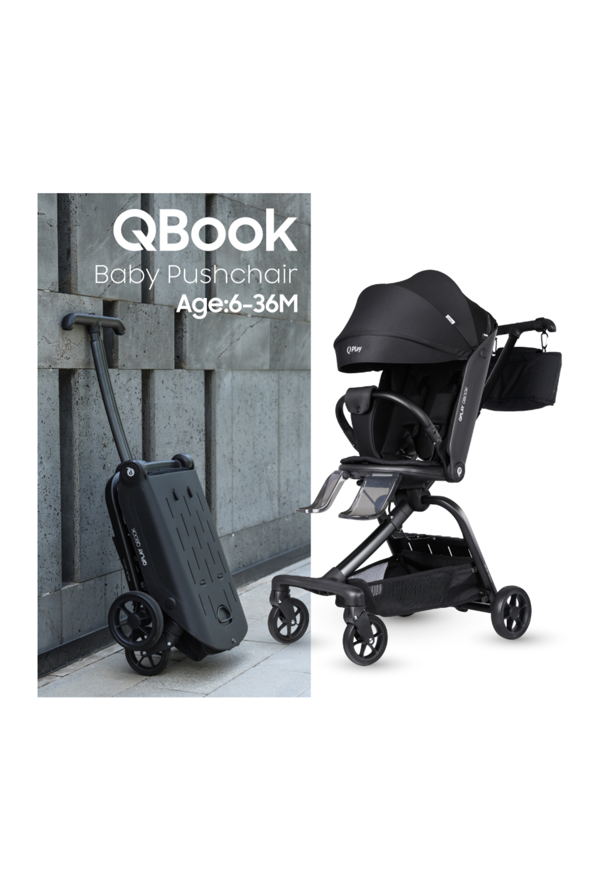 QPLAY Qbook 360 Derece Dönebilen Çift Taraflı Kabin Boy Bebek Arabası-Çanta Hediyeli Tesla Model Y Uyumlu fotoğrafı 2 (önizleme)