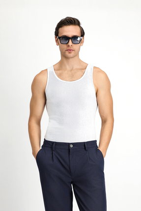 Kiğılı Slim Fit Dar Kesim Pamuk Fitilli Atlet