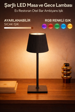 Ecuy Şarjlı LED Masa ve Gece Lambası Ev Restoran Otel Bar Ambiyans Işık 2 Mod...