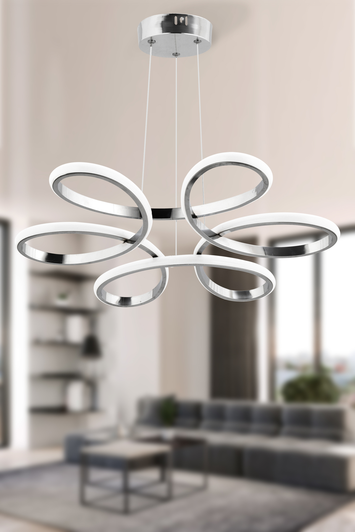 Flora Chrome Modern Pendant White Light Led Chandelier Living Room Kitchen Room Hallway Led Chandelier