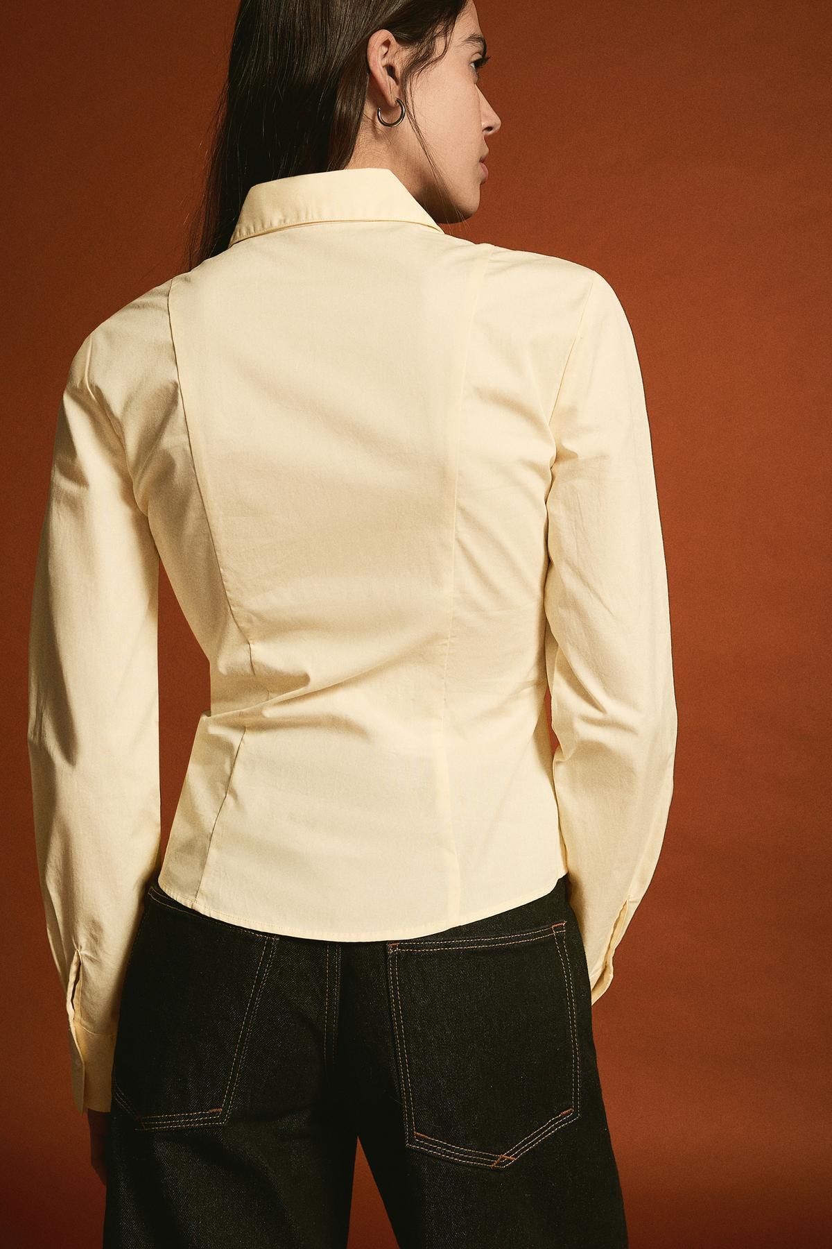 Bershka  Büzgülü poplin gömlek - Görsel 3