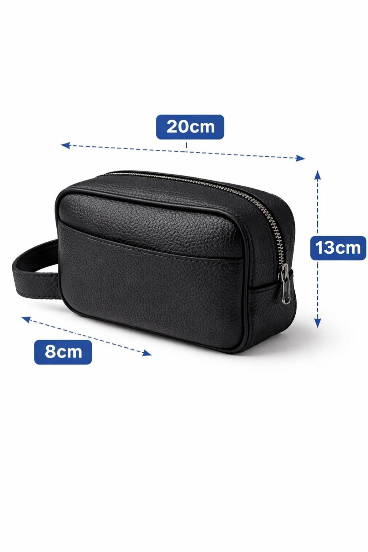 Valiberta  Çift Kulplu Deri Görünümlü Erkek El Çantası - Siyah - Görsel 5