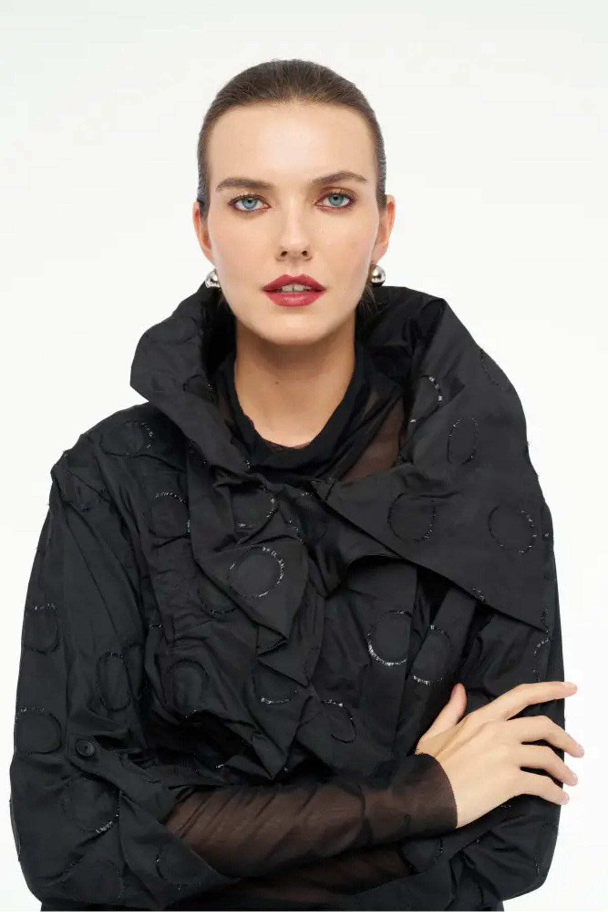 BİZE  Yuvarlak Desenli Yelek - Siyah - Görsel 6