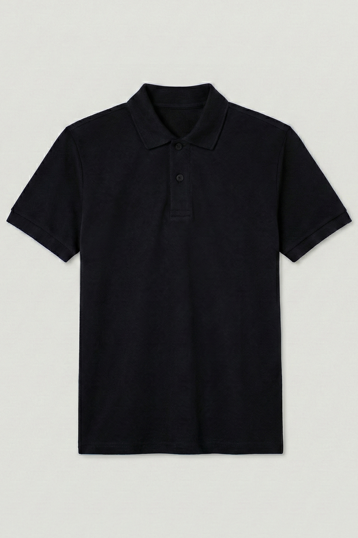 Cotton Polo Neck Black Short Sleeve T-Shirt Suitable for School and Daily Use