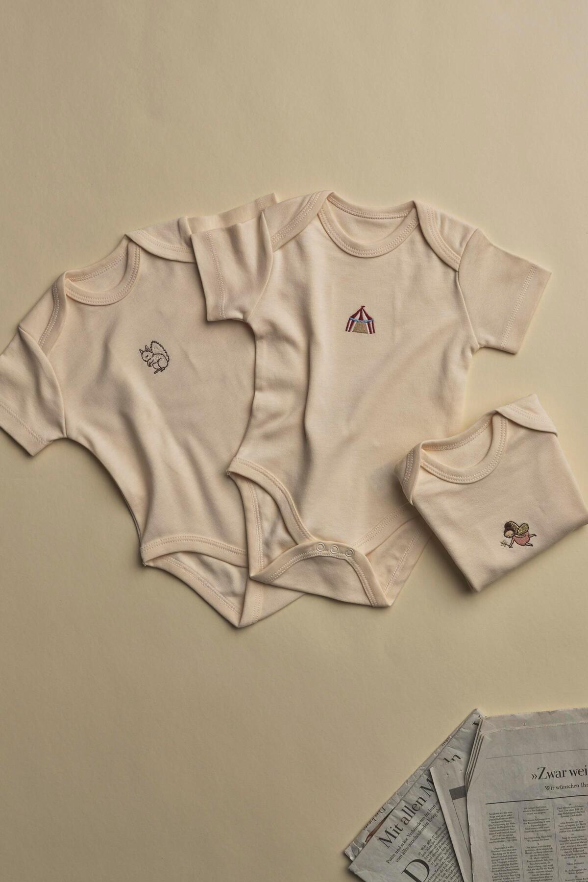 Oh La La Koala For Little Ones 3'lü Krem Dreams Serisi Kısa Kollu Çıt Çıtlı Body Zıbın Model 9 fotoğrafı 7 (önizleme)