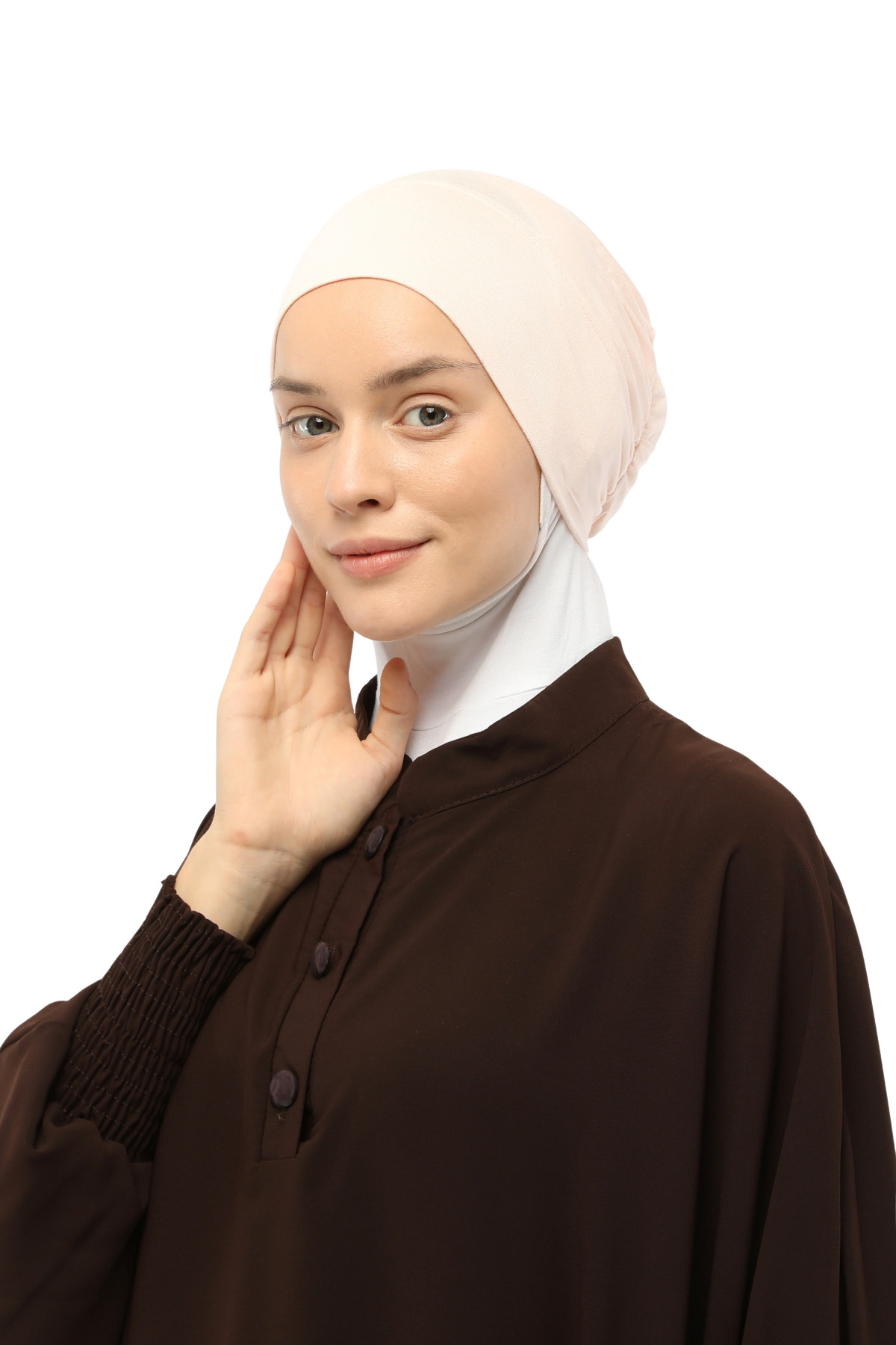 Ready Practical Slip-On Elastic Hijab Bonnet Powder