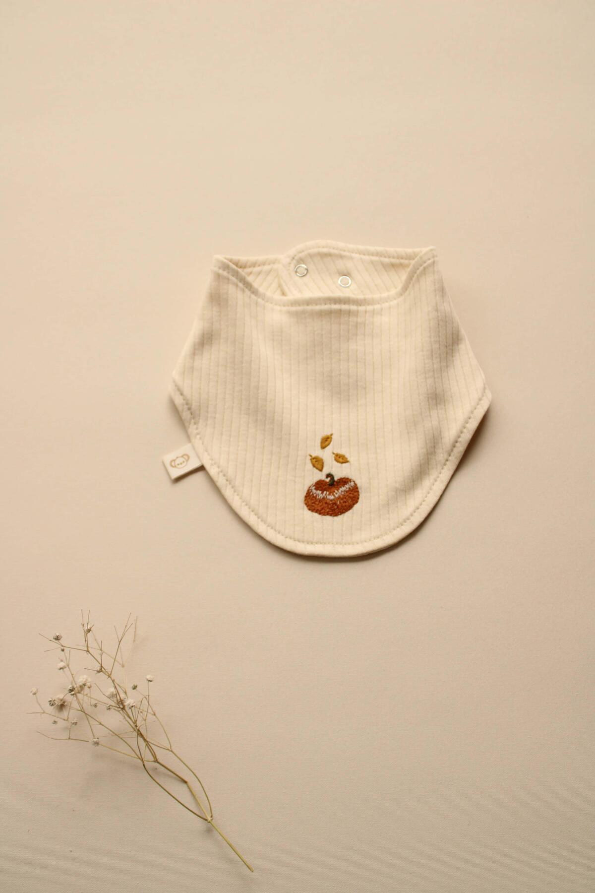 Pumpkin Embroidered Scarf Bib