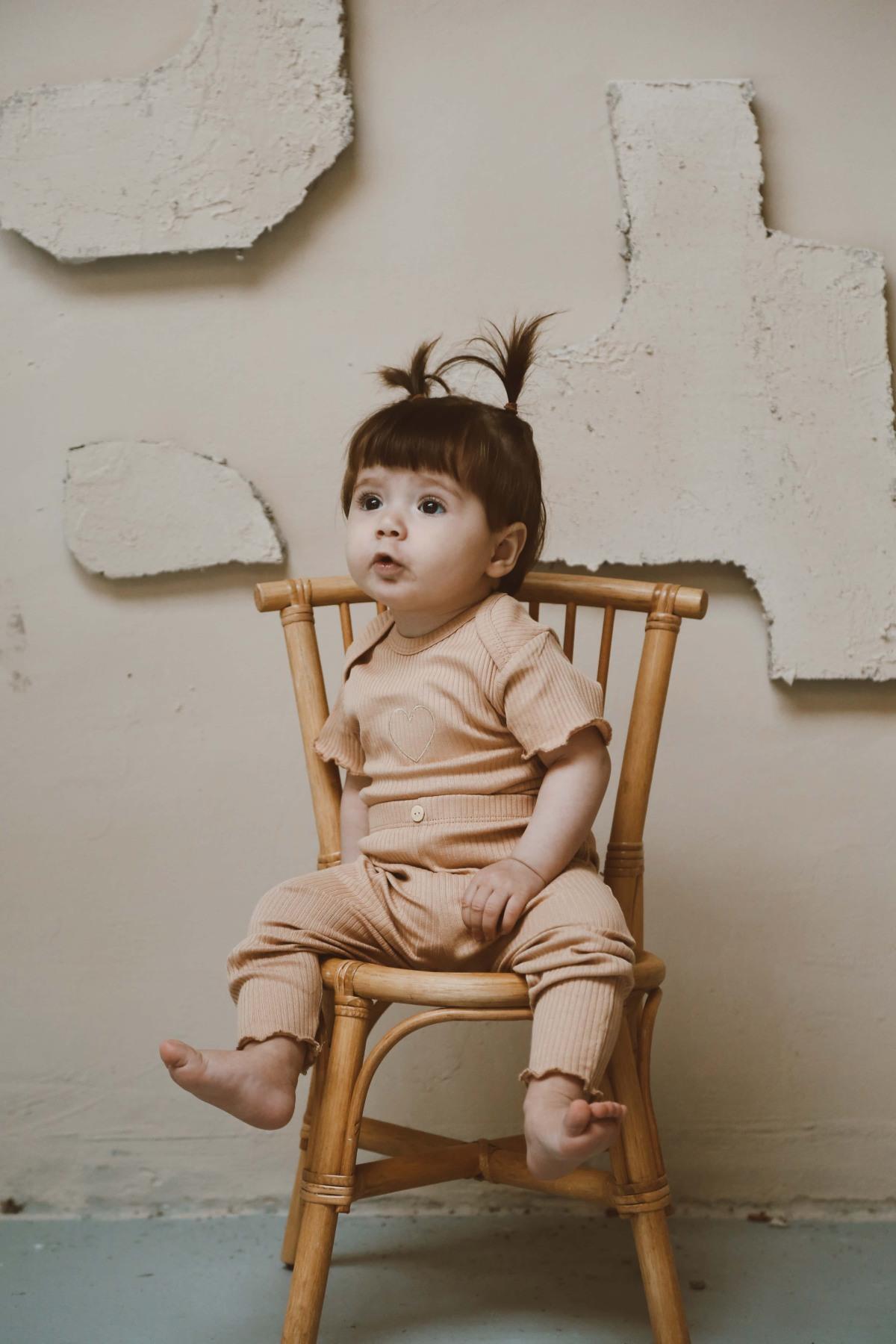 OhlalaKoala Kalp Nakışlı Fitilli Kısa Kollu Body Tayt Set fotoğrafı 3 (önizleme)