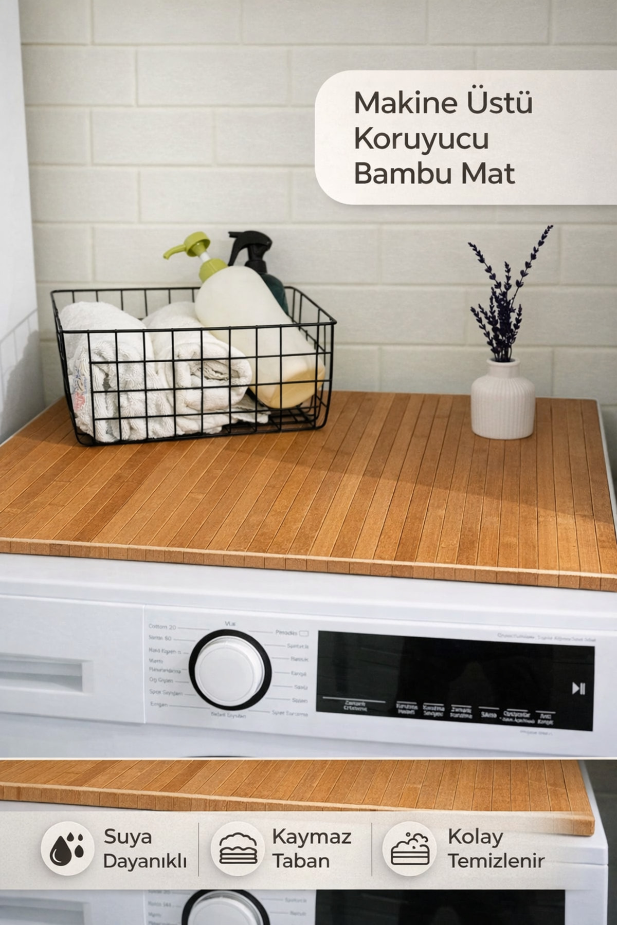 Bamboo Bath Mat Washing Machine Top Cover