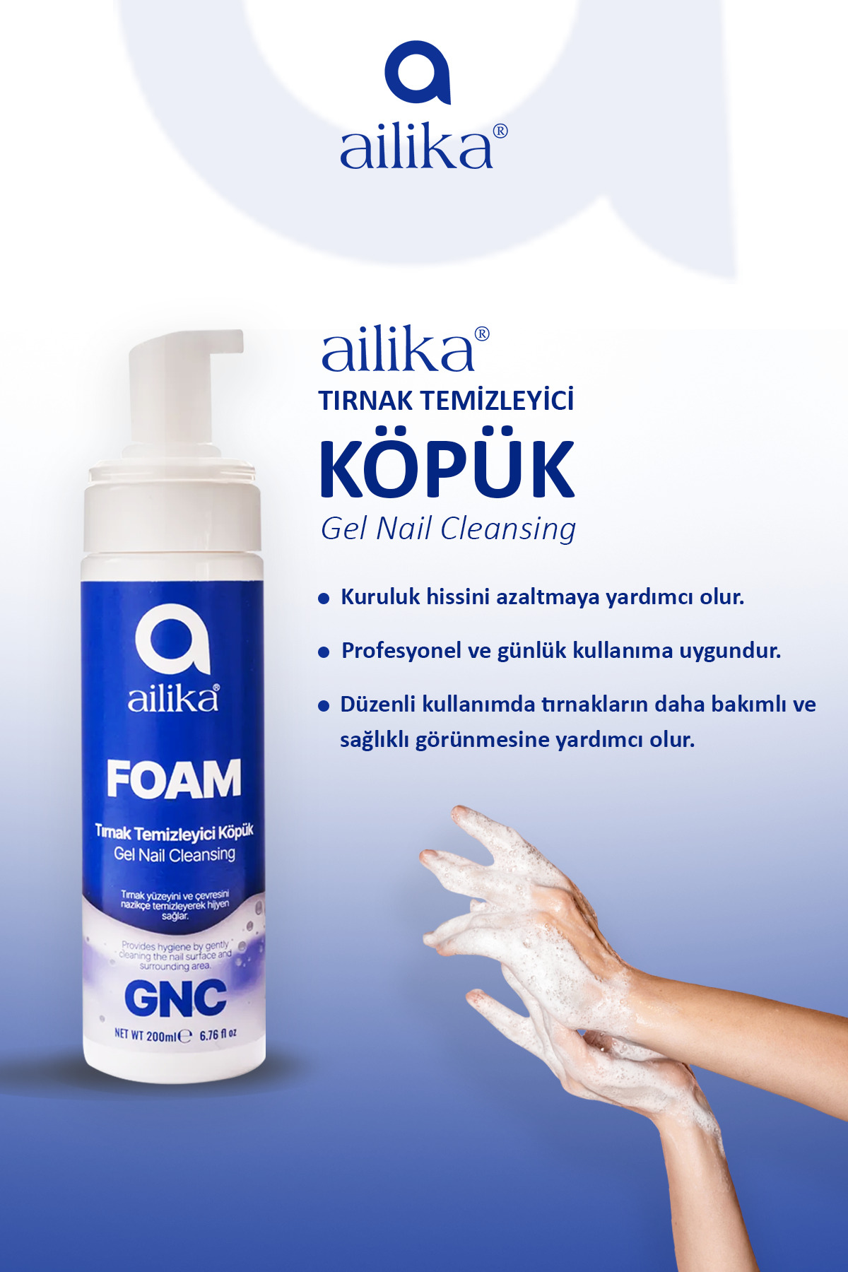 Protez Tırnak Temizleme Manikür Köpüğü Foam 200ml — سفید AilikaFOAM — تصویر 3 از 5