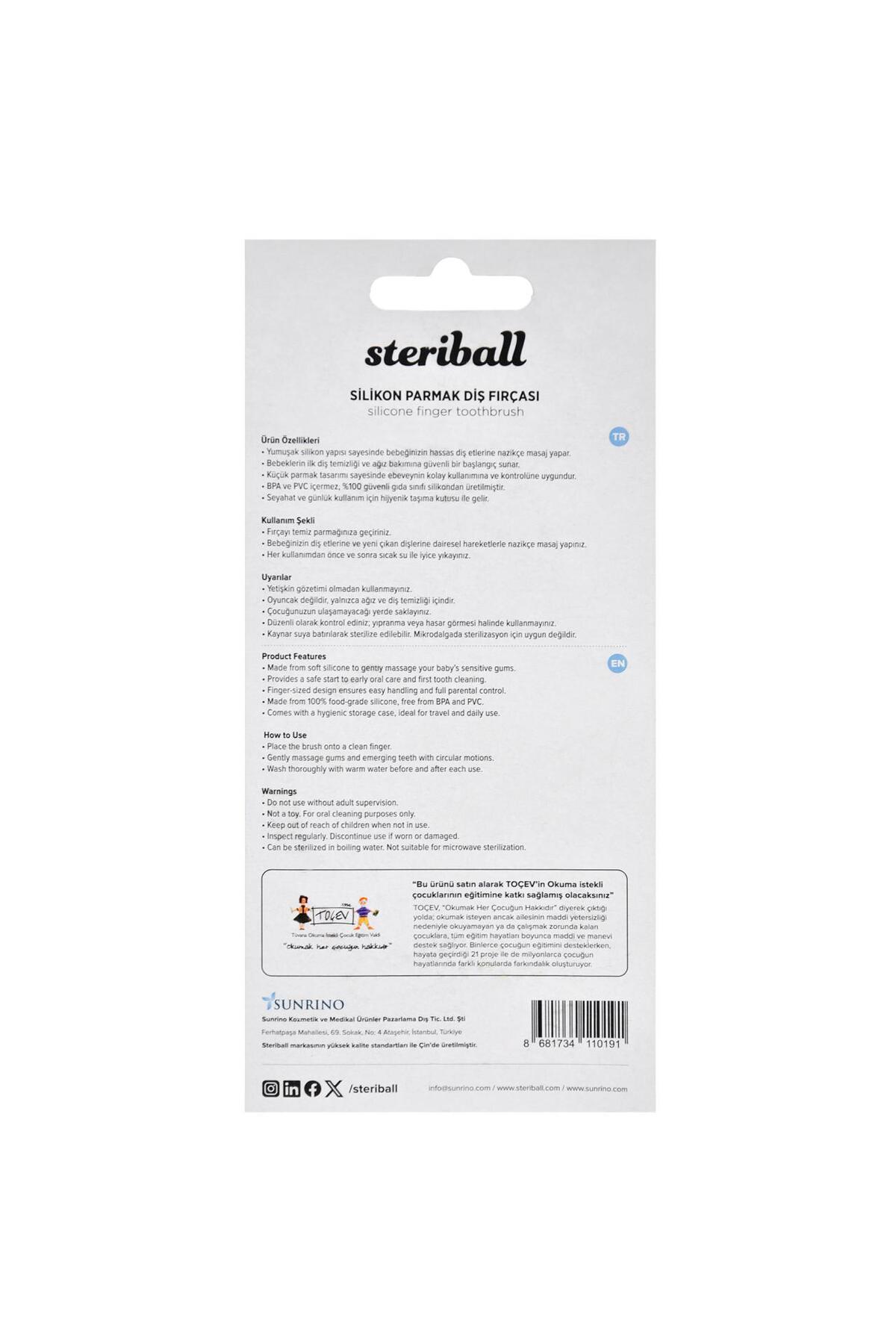 Steriball Silikon Parmak Diş Fırçası 0-3 Yaş Pembe fotoğrafı 2 (önizleme)