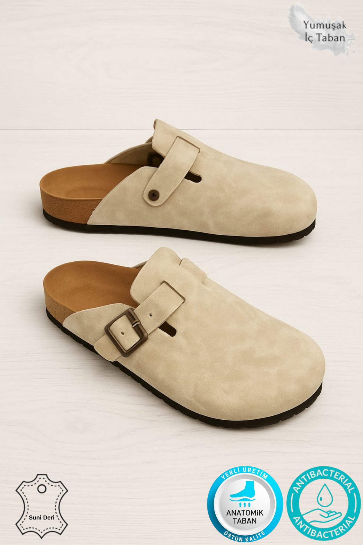 YILDIZ SHOES  Ithal Unisex Kışlık Önü Kapalı Günlük Sabo Ev Terliği Misafir Ev Terliği Gri