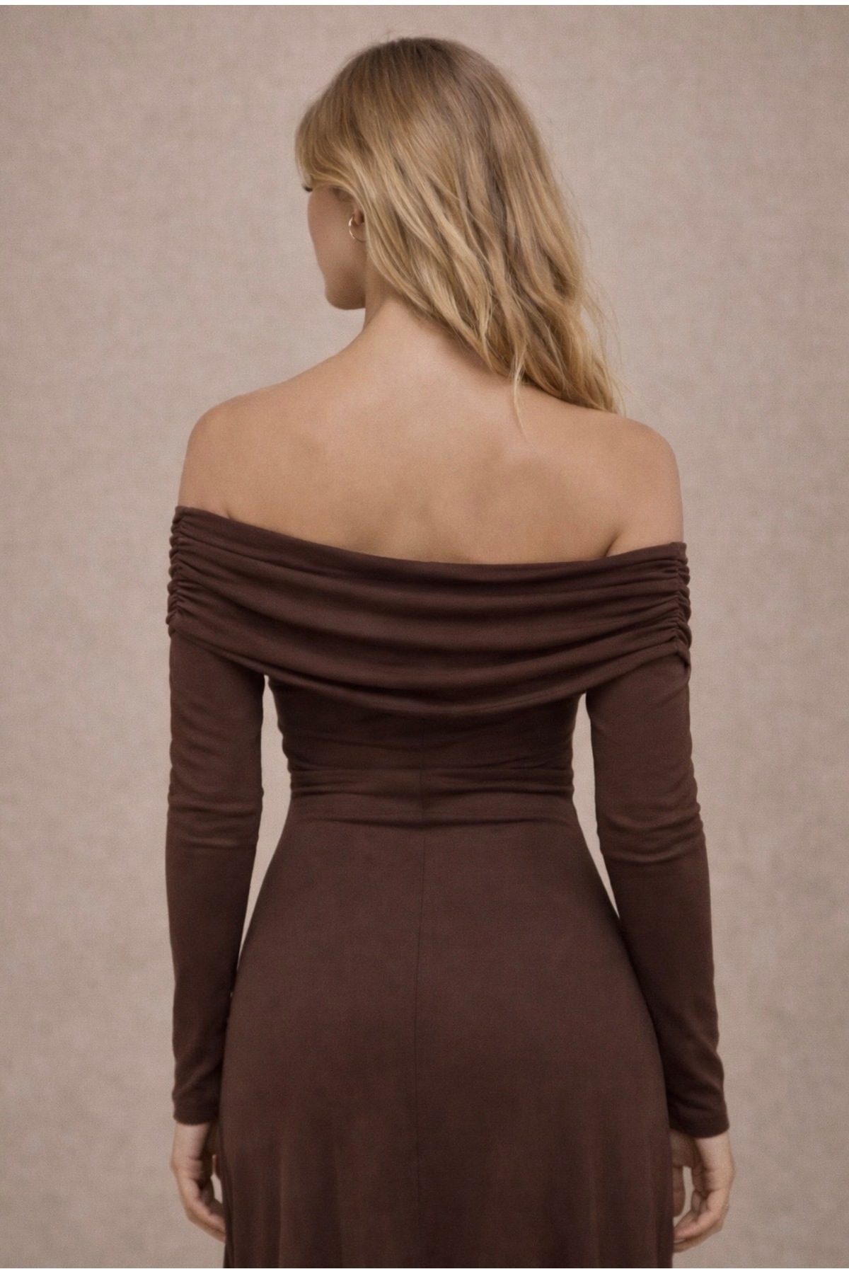 SHEBARA  Asimetrik Sandy Elbise Fırfır Etek Detaylı - Görsel 5