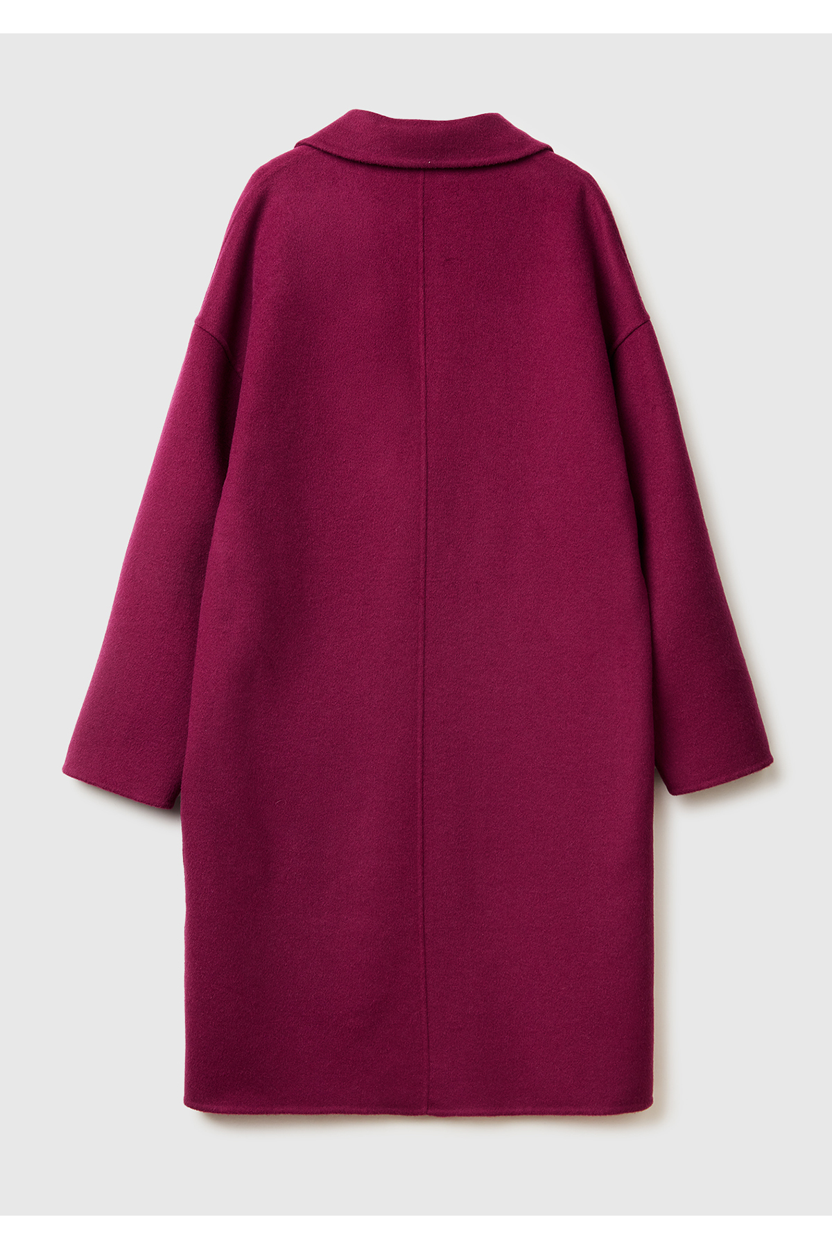 United Colors of Benetton  Kadın Mor Yün ve Viskoz Karışımlı Cep Detaylı Düğmeli Kruvaze Kaban - Görsel 4