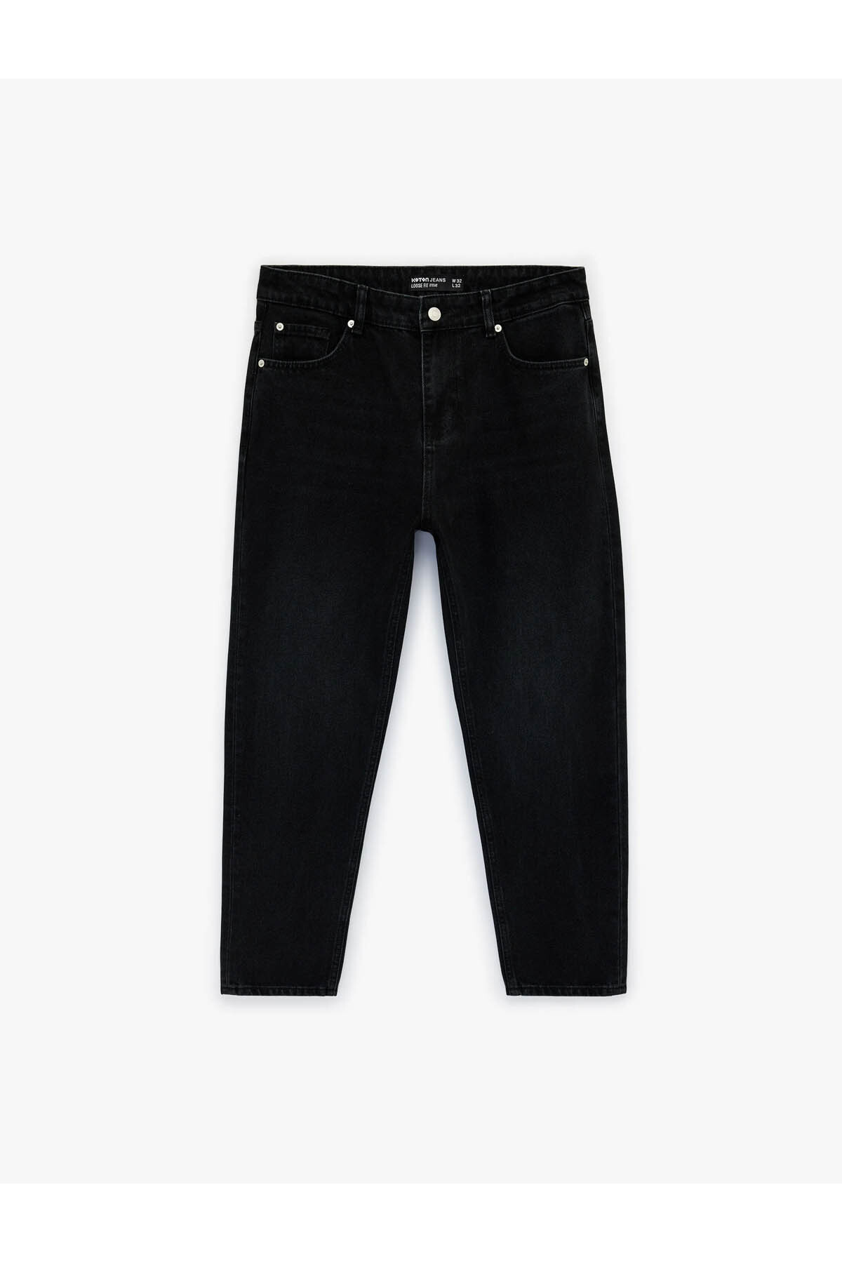 Koton Loose Straight Fit Siyah Erkek Jean Pantolon 6SAM40214ND görsel 3