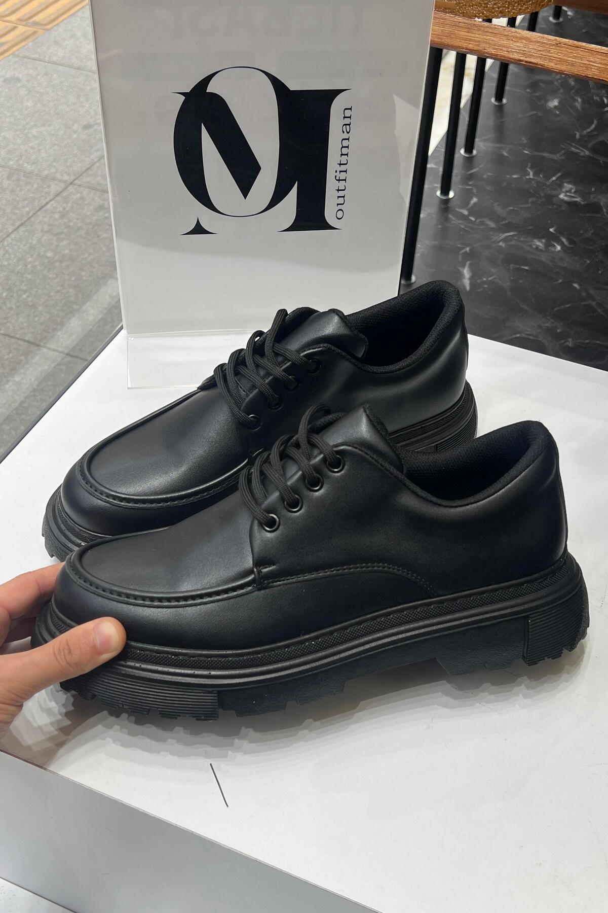 OUTFİT MAN  Bağlamalı Makosen Ayakkabı Siyah - Görsel 3