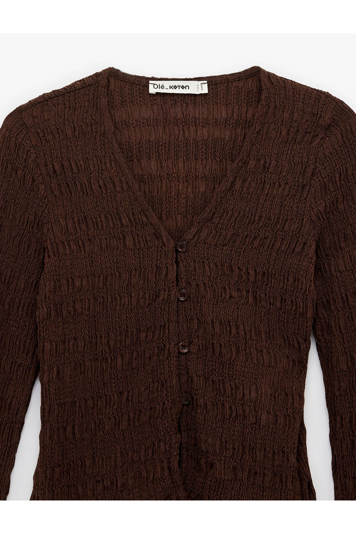 Koton  Bürümcük Kumaş Kahverengi Kadın Hırka 6SAL90006IK - Görsel 5