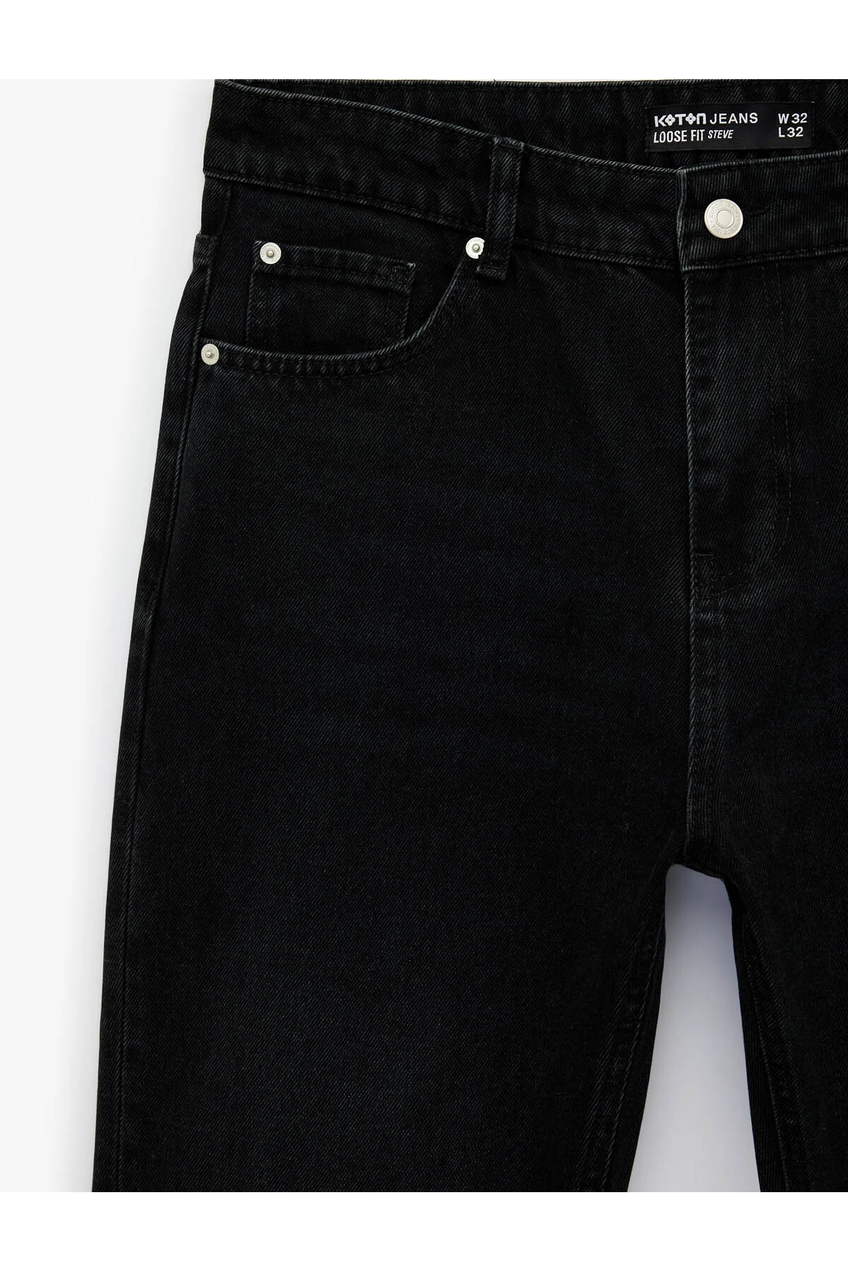 Koton Loose Straight Fit Siyah Erkek Jean Pantolon 6SAM40214ND görsel 5