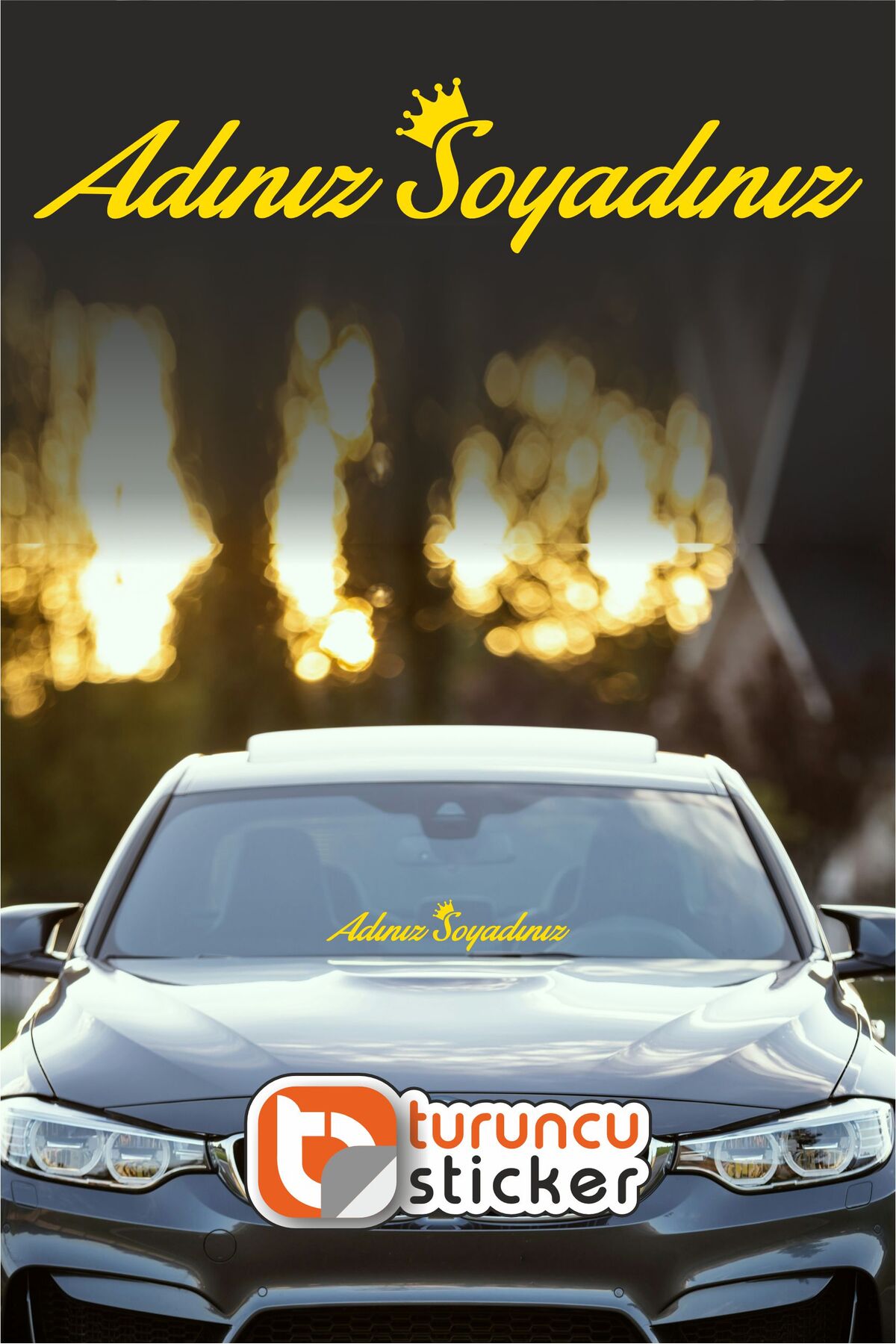 Kişiye Özel Taçlı Sticker - 30 cm Araç - Motor Sticker Etiketi Folyo Kesim