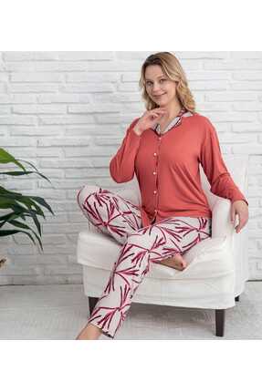 Pijamoni Milan Gömlek Yaka Önden Düğmeli Uzun kollu Pijama Takımı 7520