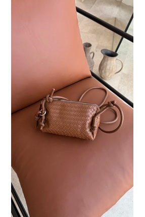 ZAINA BAGG Kasi Örgü Detaylı Deri Mini Omuz Çantası