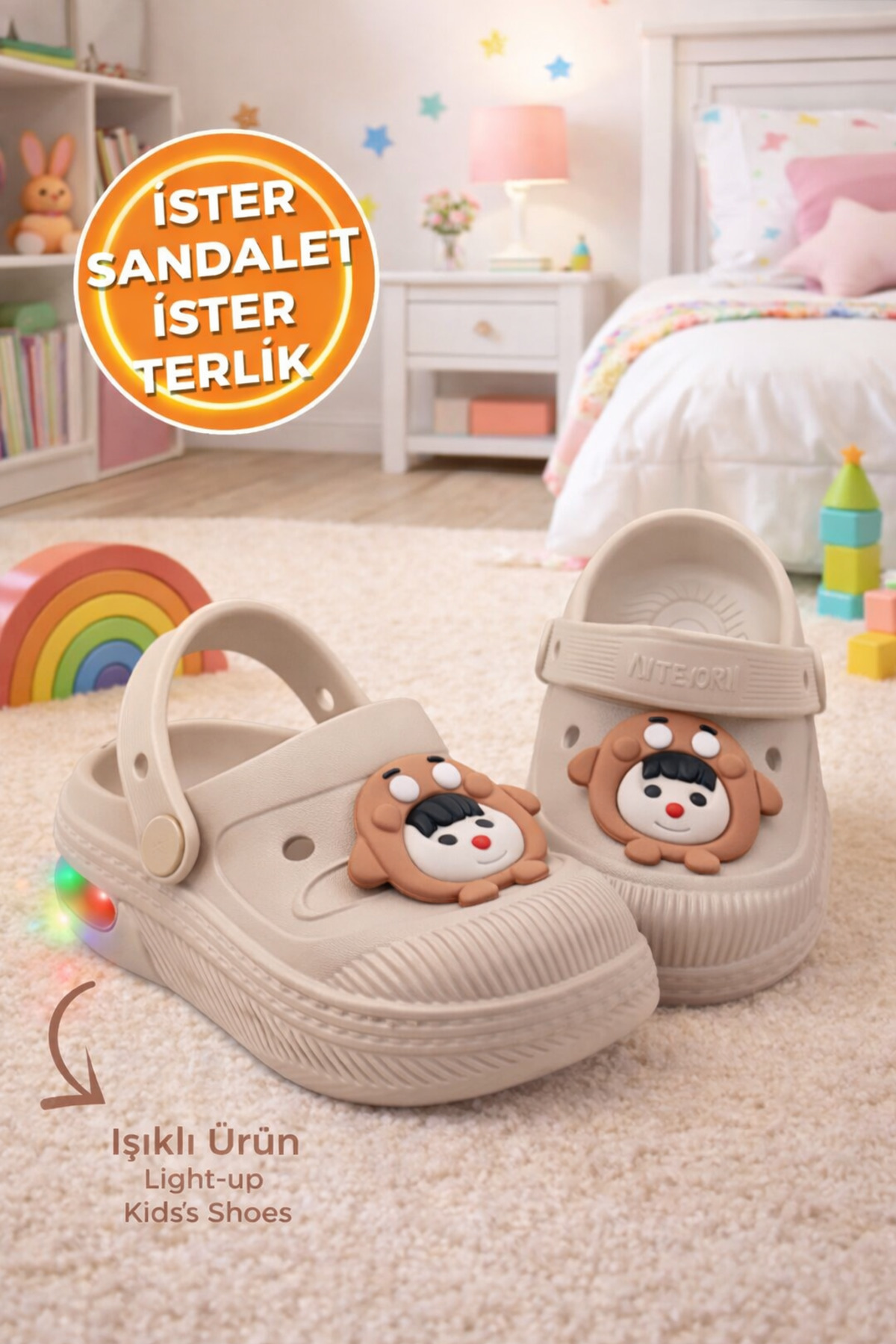 chaussures de bébé⸝⸝⸝⸝♡BOX付 Behtah Kundura Kız Erkek Çoçuk Işıklı Cross Önü Kapalı Bahçe Havuz