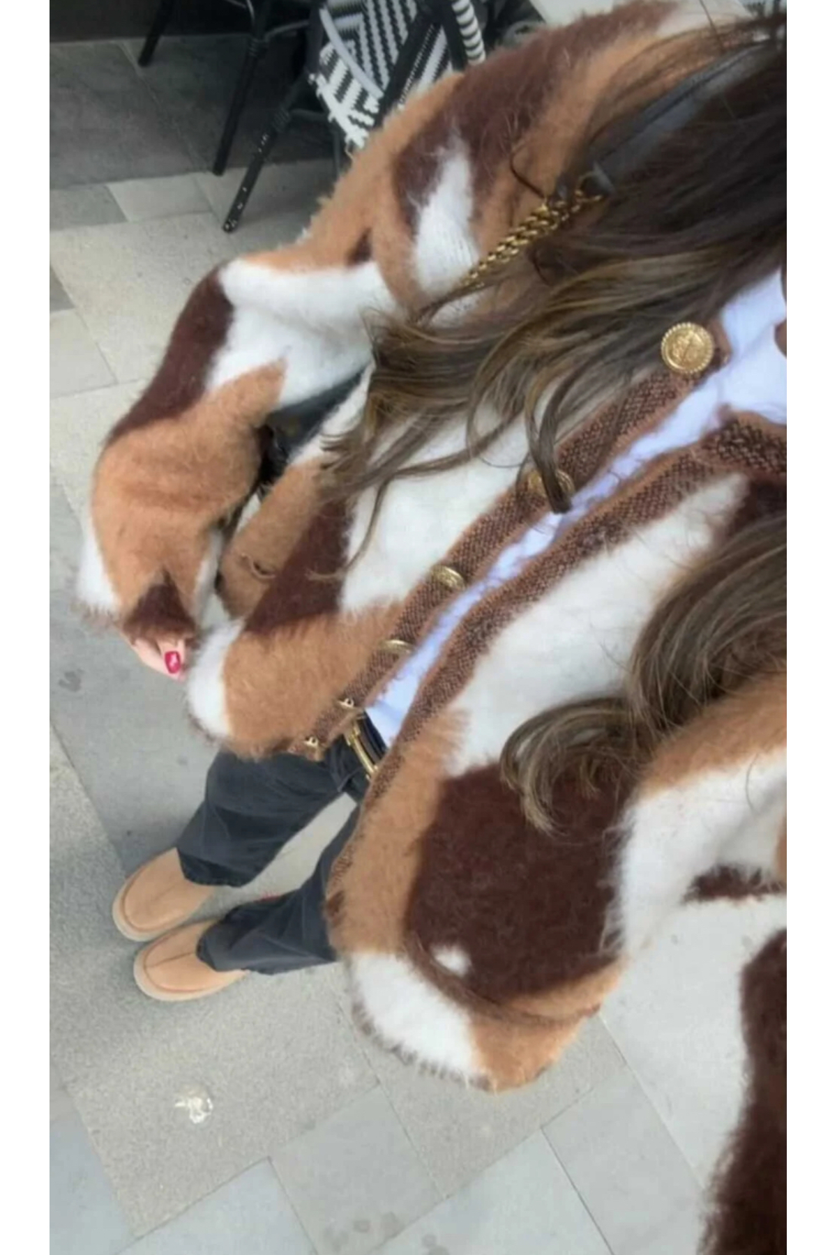 LUSHİGO  Kadin Kare Desenli Sakalli Şık Dügmeli Yumos Triko Lussi Hirka - Görsel 2