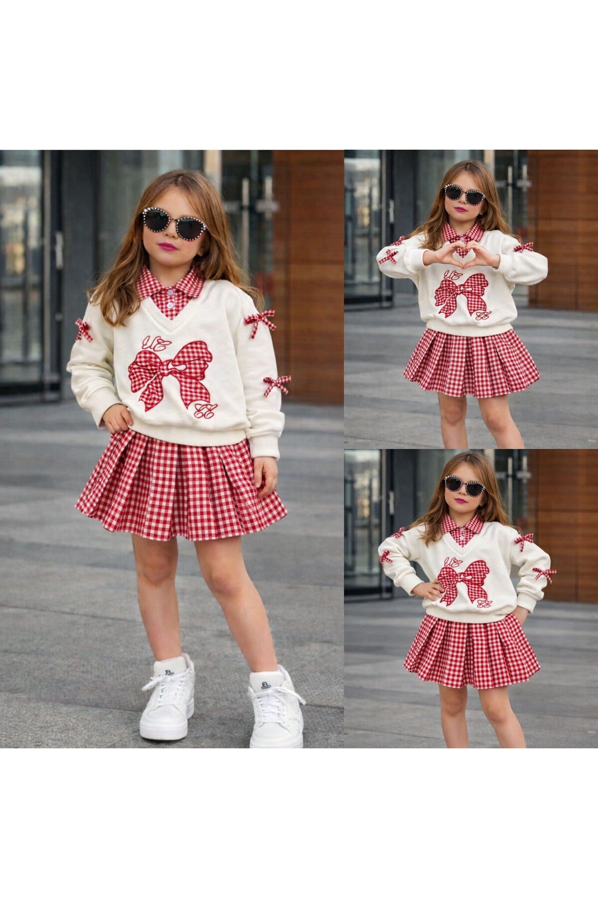 KOKOŞ BEBEK Yaka Detaylı Sweat & Ekose Etek Kız Çocuk Takımı – 2/10 Yaş - 31632 fotoğrafı 5 (önizleme)